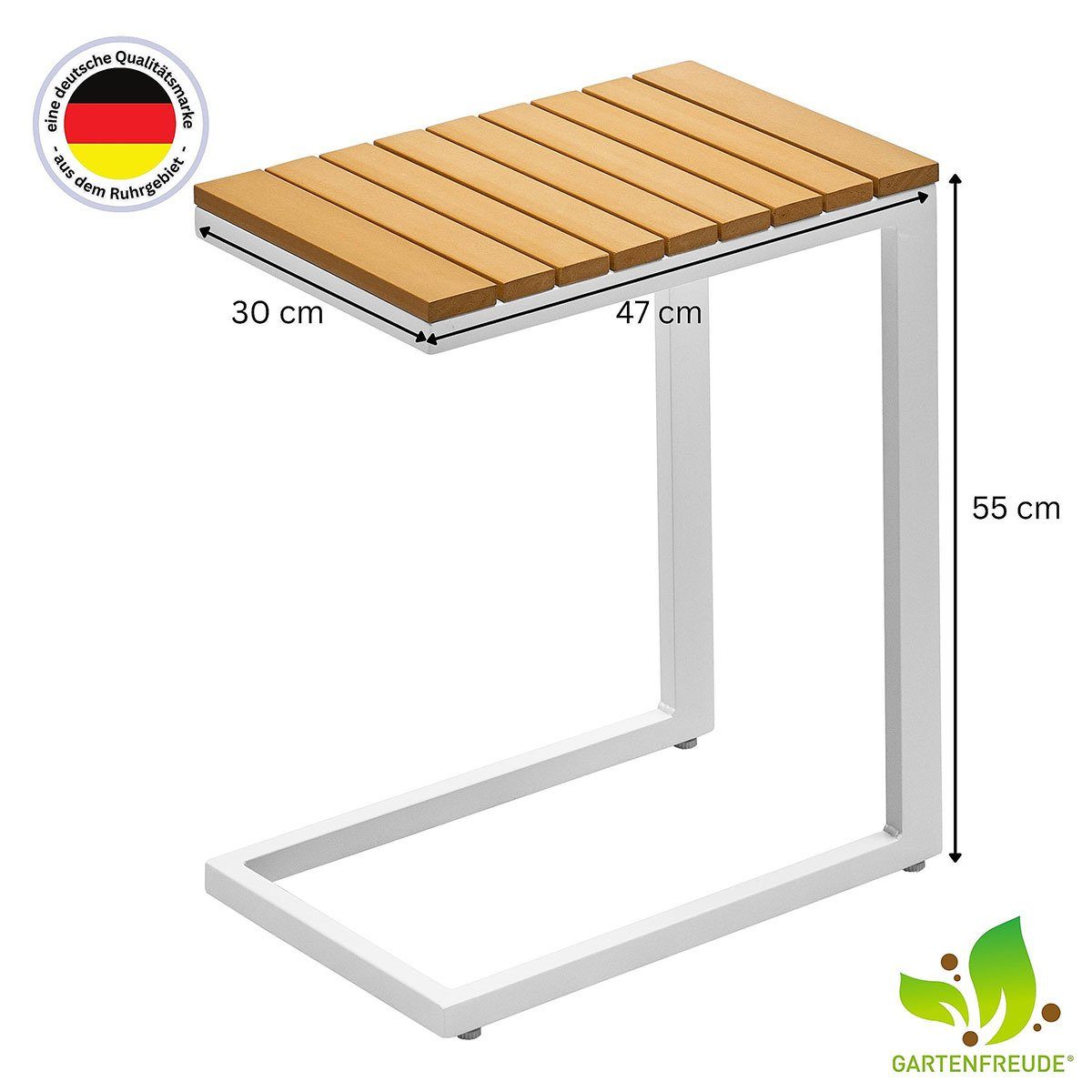 Gartenfreude Tisch (1-St) teak/weiß Gartentisch