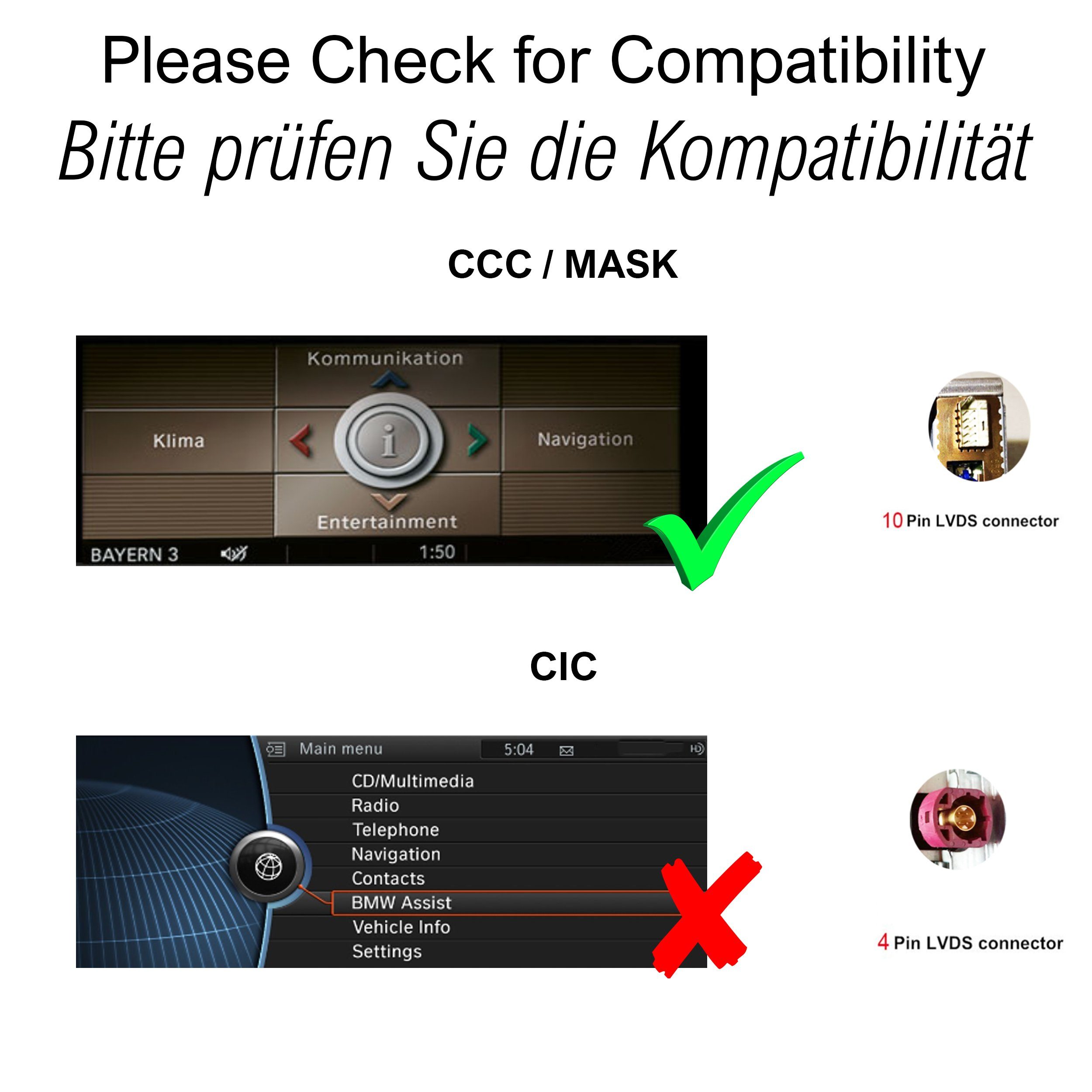 TAFFIO Für BMW E81 E82 E87 E88 CCC System 10.2" Touch Android GPS CarPlay Einbau-Navigationsgerät
