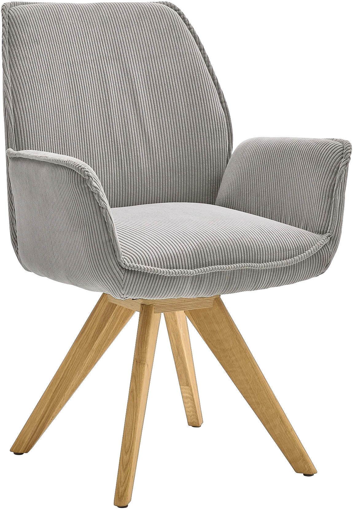 Musterring Esszimmerstuhl Tiama (Set, 2 St), Stativgestell Eiche massiv, 180° drehbar, Stoff Cord oder Bouclé