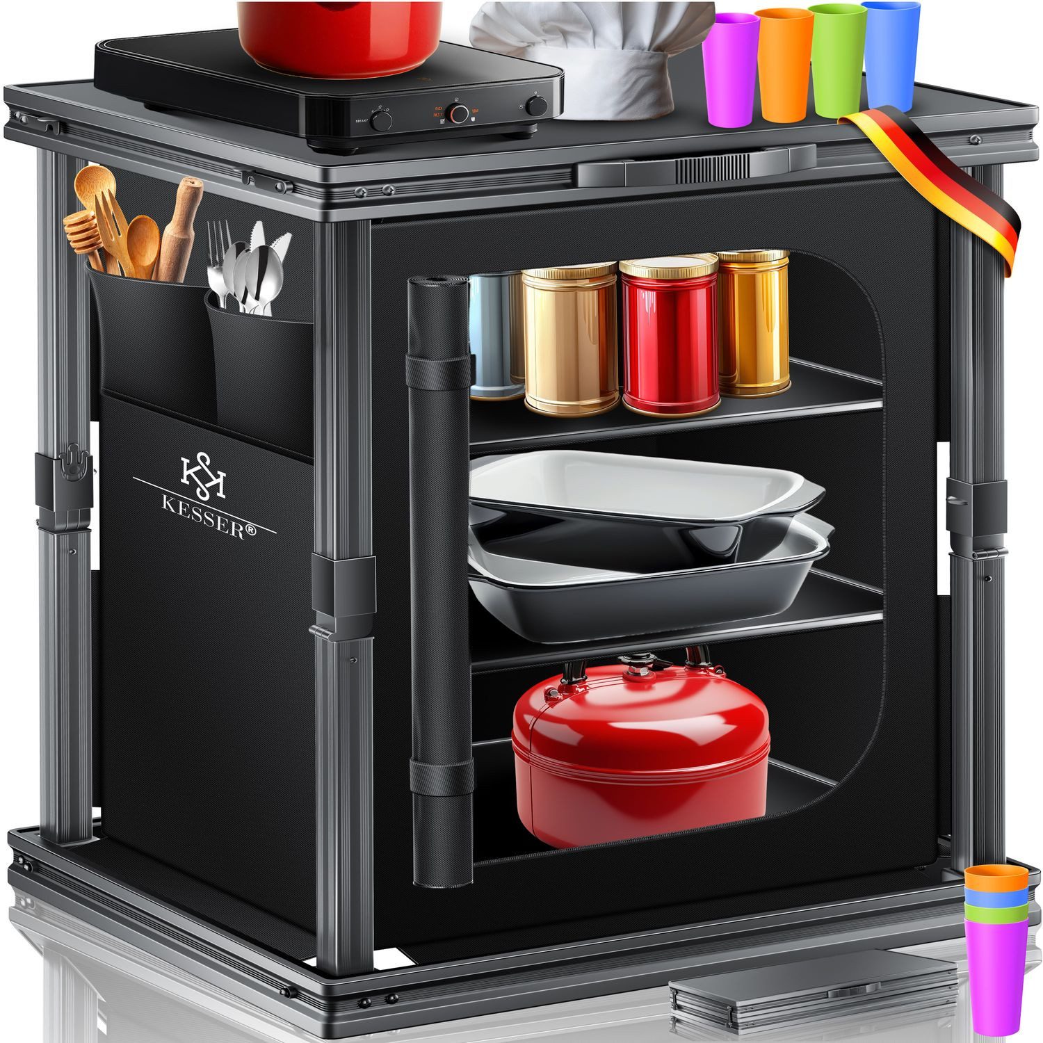KESSER Campingschrank mit Aluminiumgestell Campingküche faltbar 60x80cm 3-F günstig online kaufen