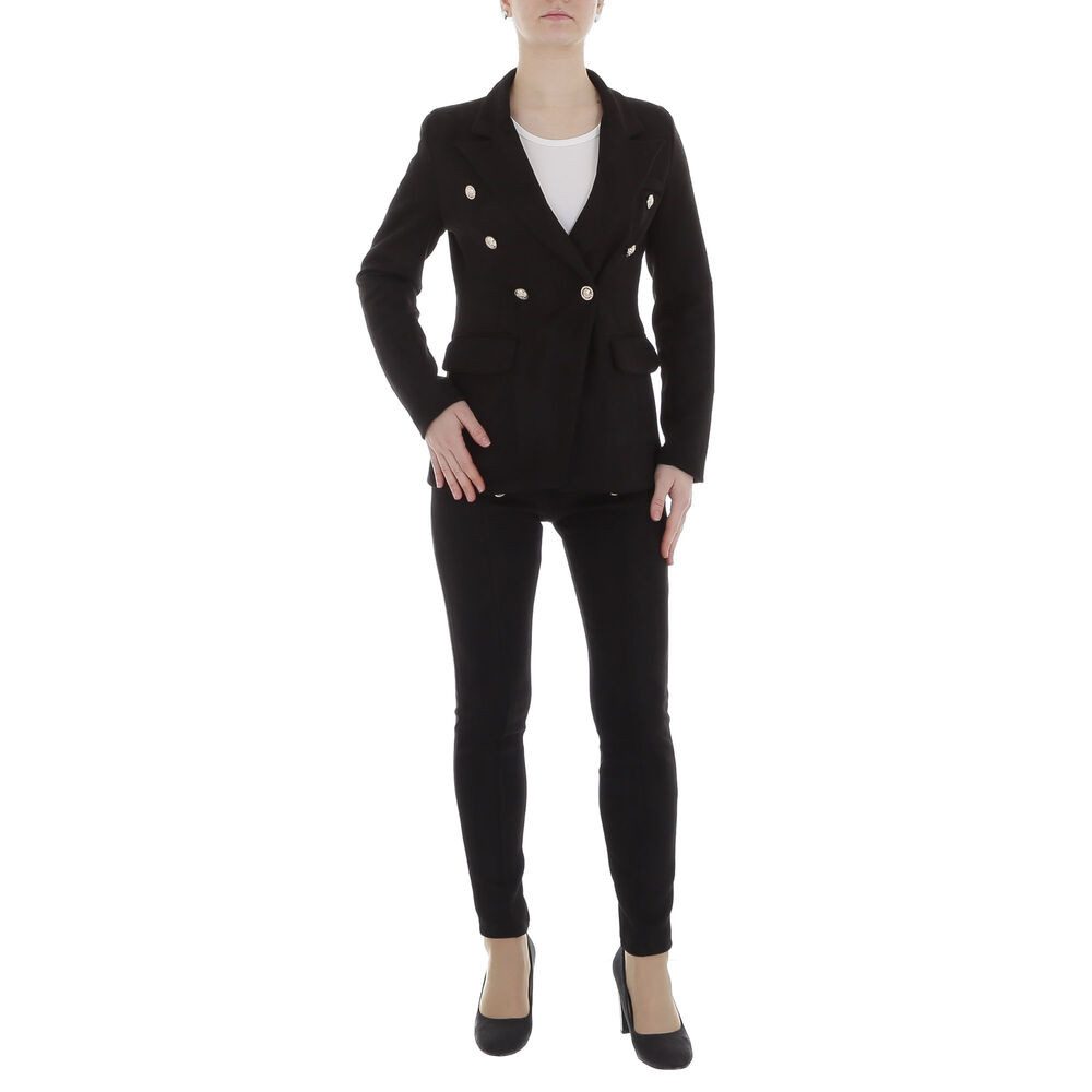 Ital-Design Anzug Damen Elegant (86365238) Knopfleiste Zweiteiler in Schwarz