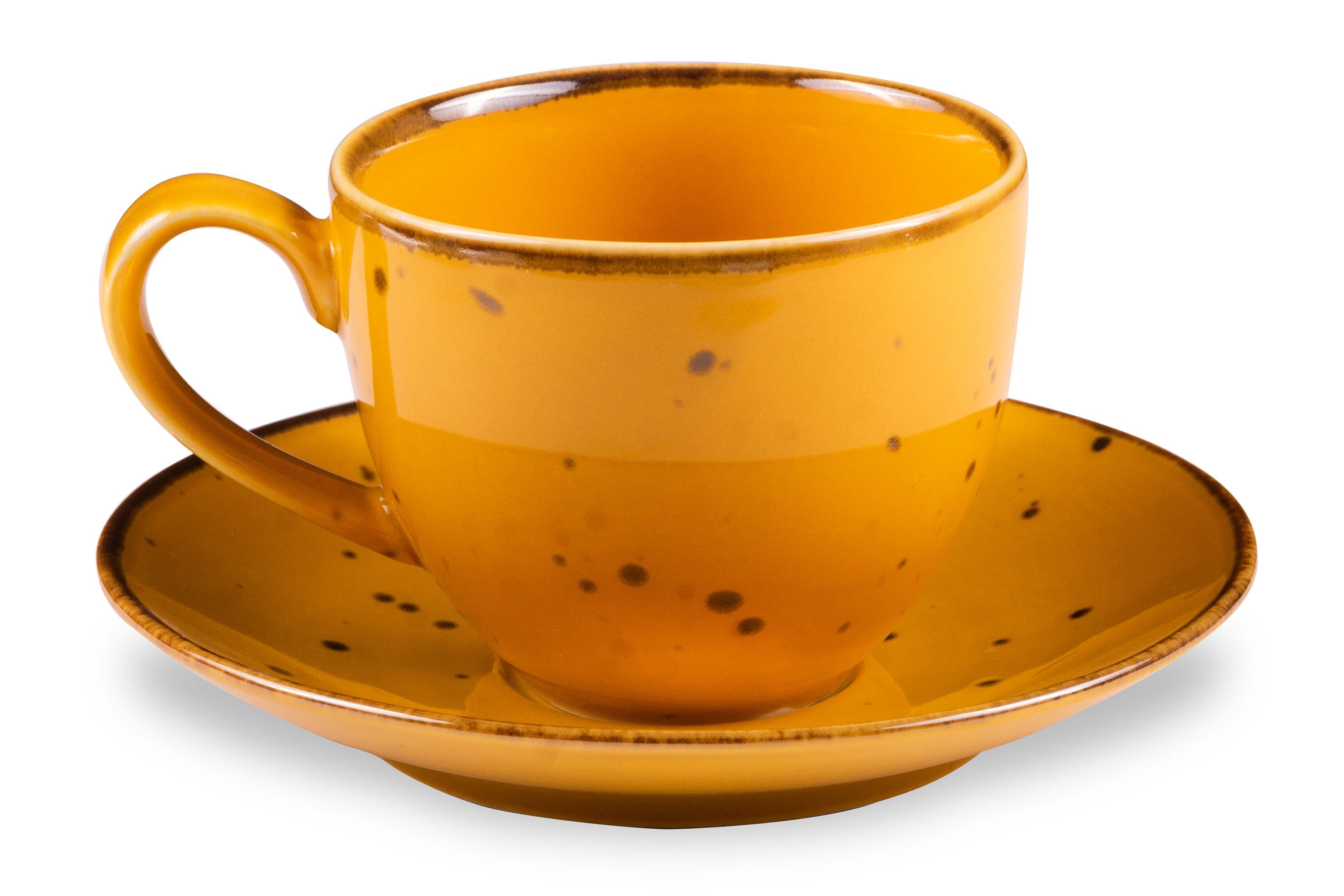 Konsimo Kaffeeservice Untertasse ALUMINA Tasse & Porzellan, 6 300ml Teeservice Cottage Yellow (12-tlg), rund, Personen