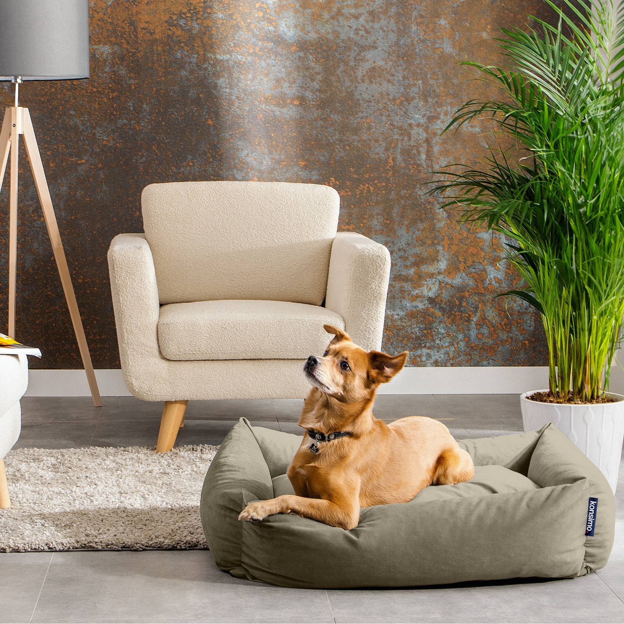 KONSIMO® Tierbett Hundebett CANINI, 100 % Polyester, Kissenbezug abnehmbar, Super Clean Technologie