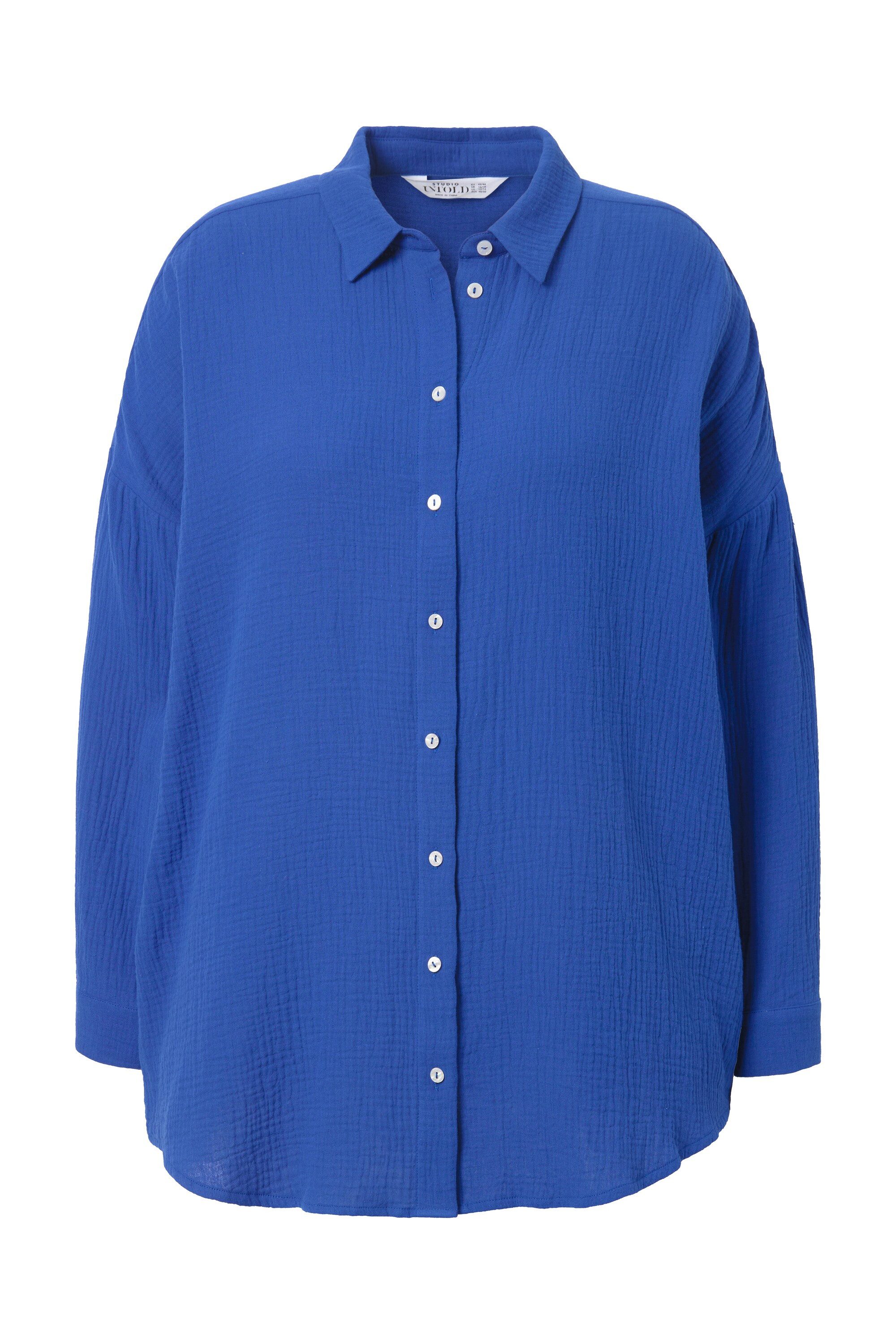 Studio Untold Hemdbluse Musselin Bluse oversized Hemdkragen Langarm günstig online kaufen