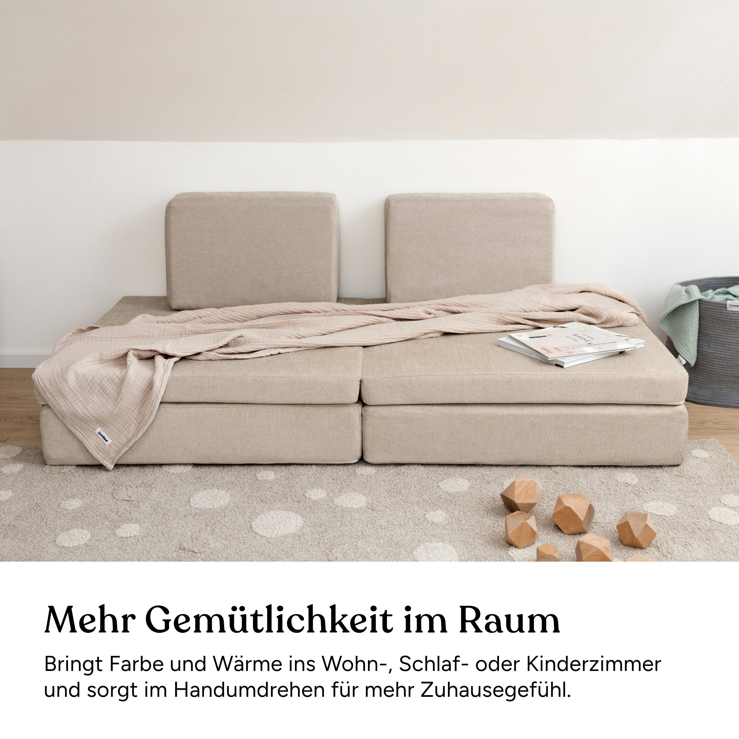 Ehrenkind Tagesdecke Sofadecke aus 100 % Bio-Baumwolle, 4-lagiger Musselin mit natürlicher Crinkle-Optik