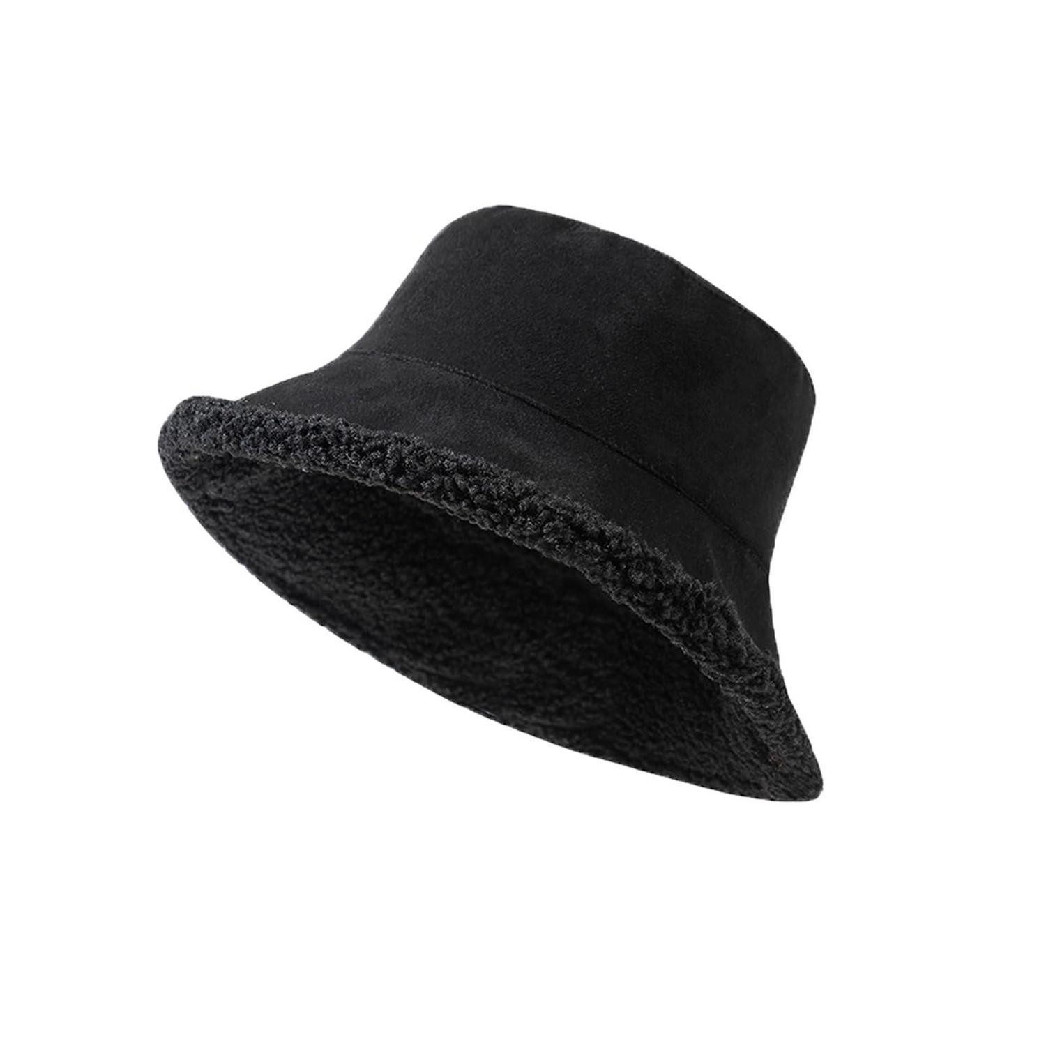 LuxusKollektion Fischerhut Fischerhut Damen Veloursleder Plüsch Wintermütze Schwarz