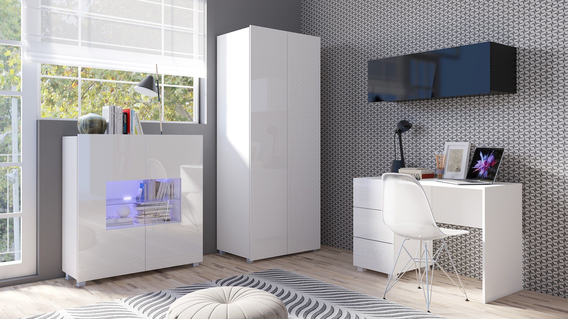 99rooms Jugendzimmer-Set Bietula, (Komplettset, Set (4-St), 4-teilig, wahlweise mit LED-Beleuchtung, variabel stellbar, für Kinder