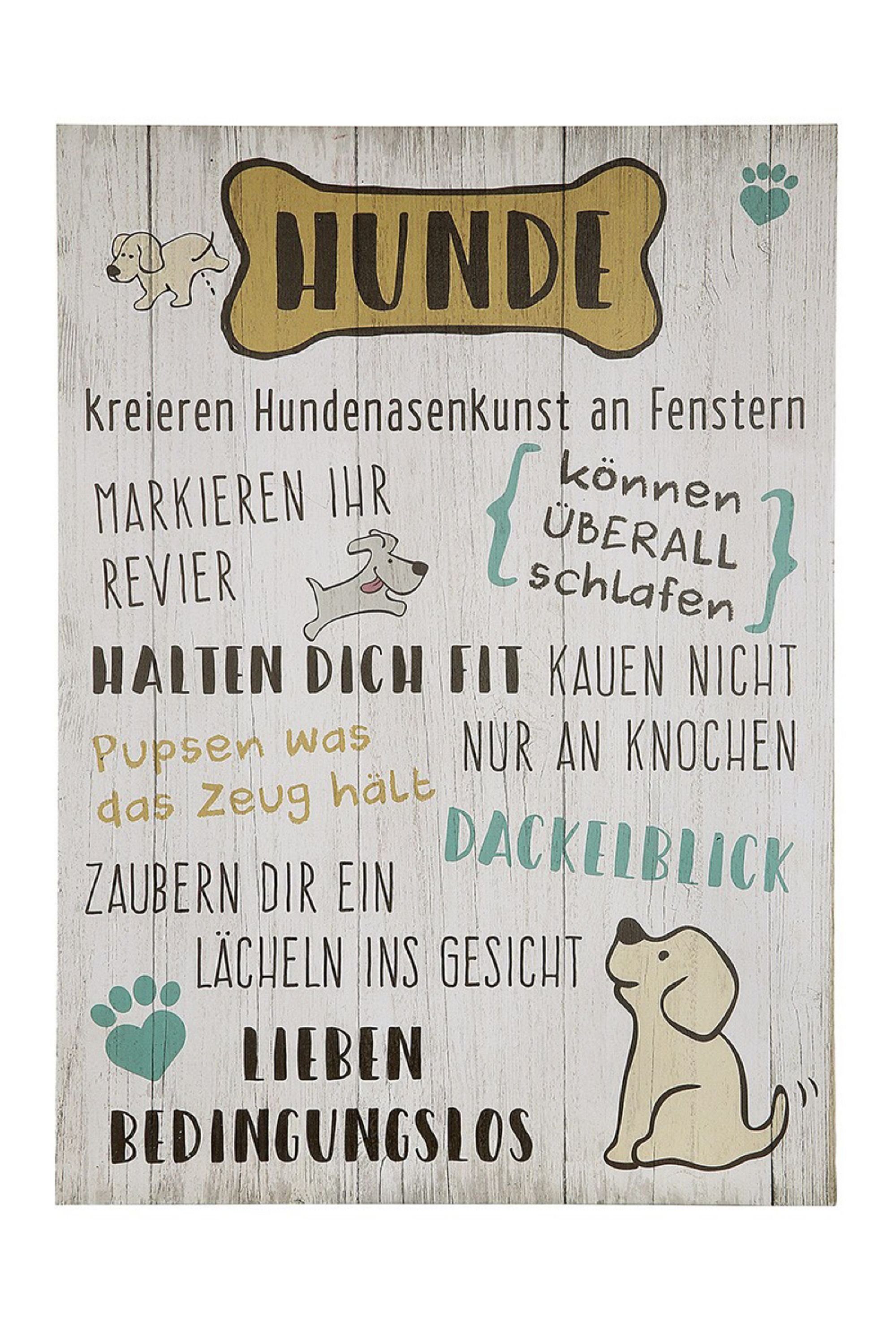 Wandbild, Hund, Holzschild in Groß, Vintage Stil mit Sprüchen oder