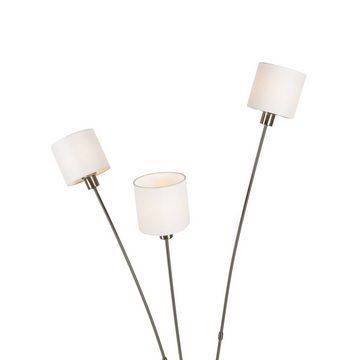 Lindby Stehlampe Kyden, Leuchtmittel nicht inklusive, Modern, Metall, Textil, nickel, weiß, 3 flammig, E14, Stehleuchte