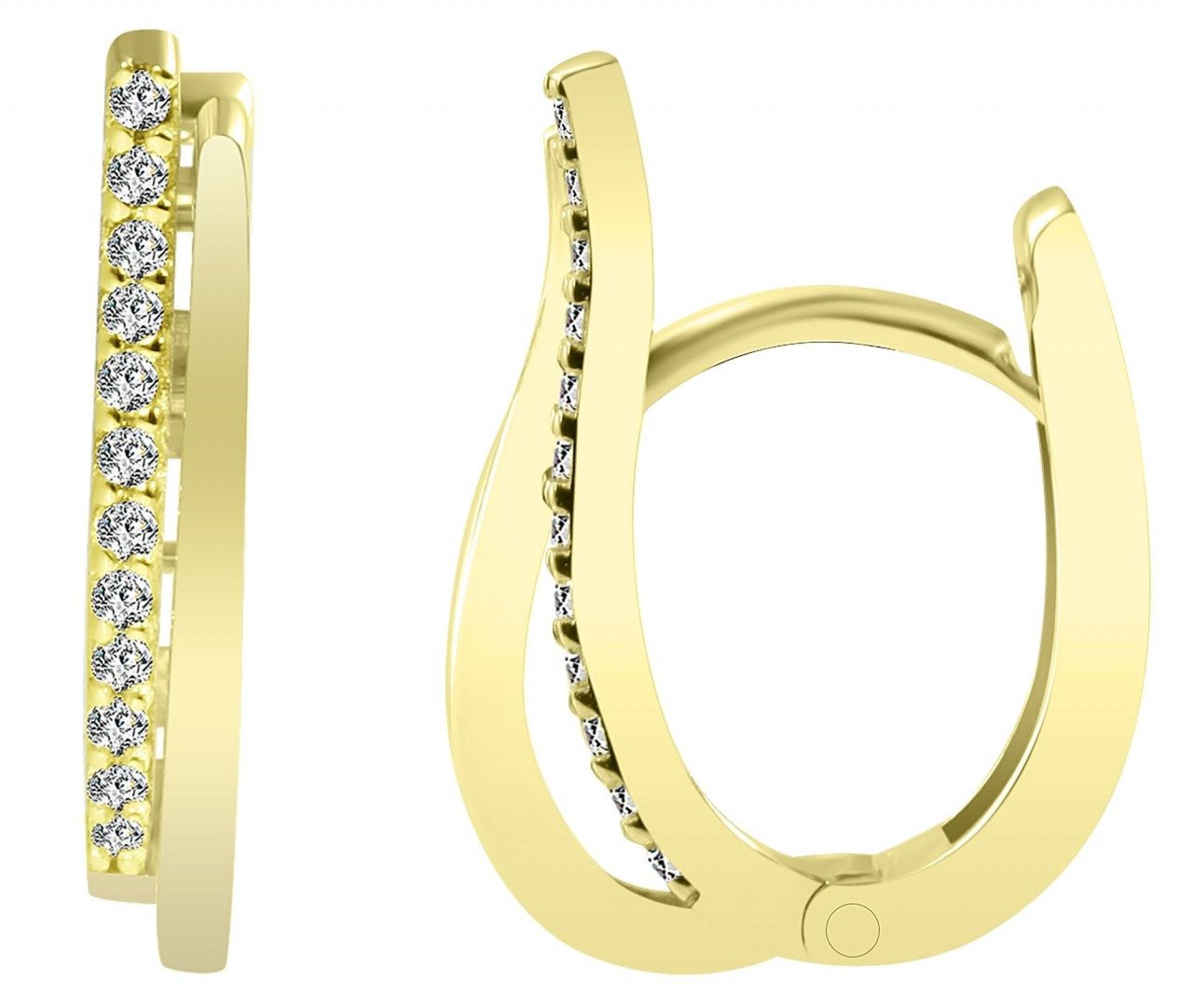 Paar Creolen Damen Creolen aus poliertem Gold 585 und Zirkonia