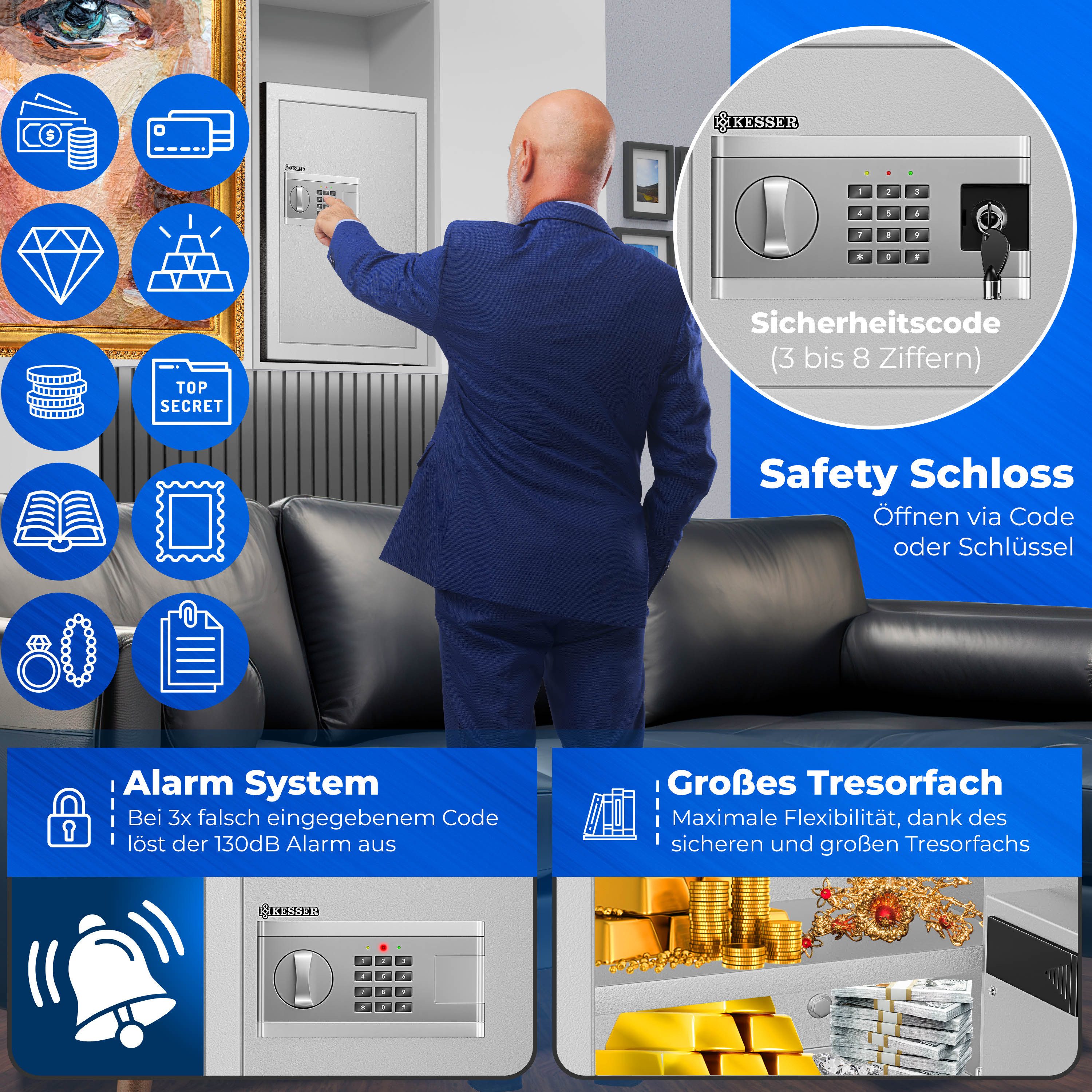 KESSER Tresor, Elektrischer Tresor Inkl. Batteriebox Elektronischer Safe 3