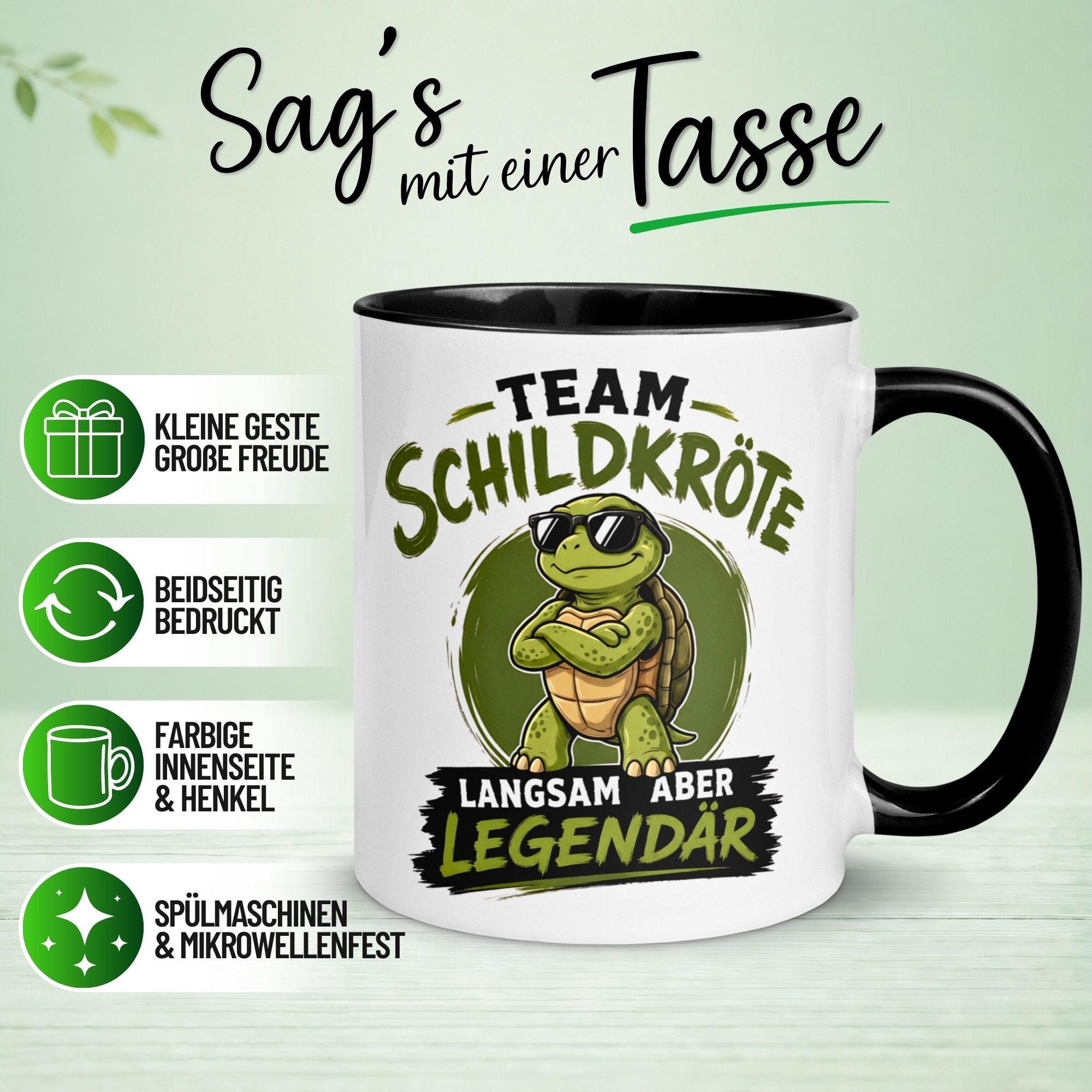 Momentals Tasse Schildkröte – „Langsam aber Legendär“ – Büro Schildkröten Geschenk, Gratis Versand · Links-&Rechtshänder · Spülmaschinenfest