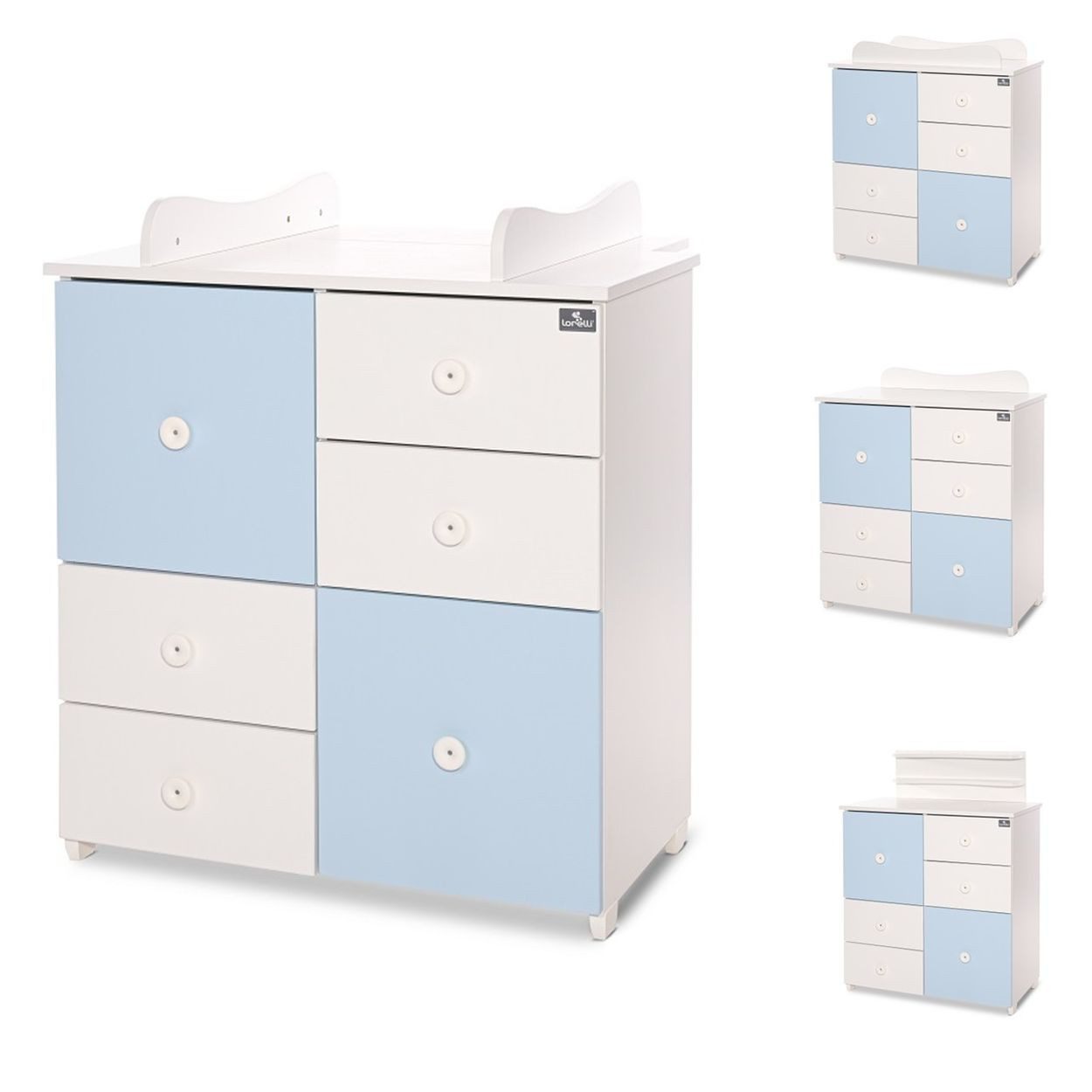 LORELLI Kommode Cupboard, 83 x 71 cm, 4 Schubladen, 2 Türen, Regalboden, Wickelplatz, umbaubar