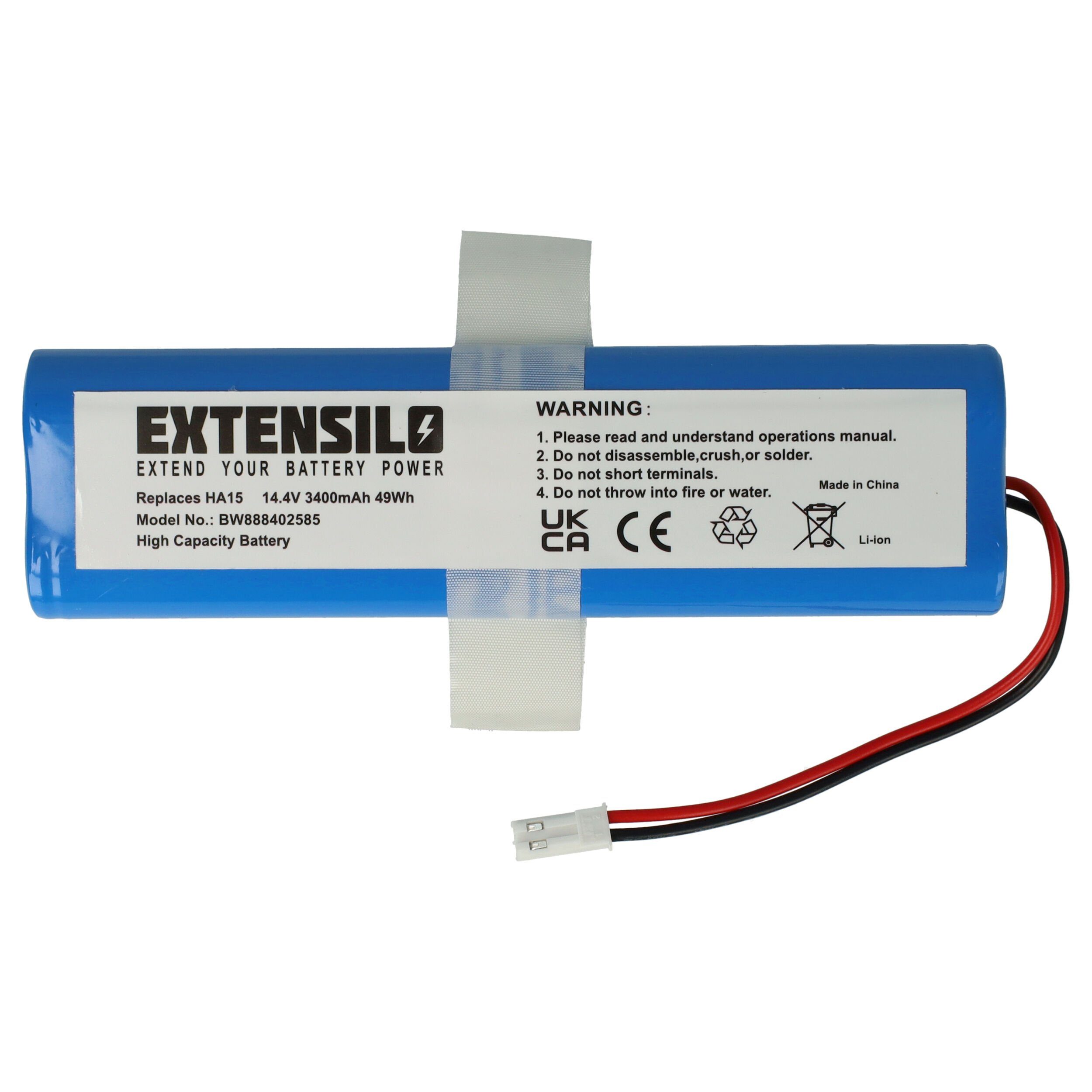 Extensilo kompatibel mit Medion MD18500, MD18501, MD18600 Staubsauger-Akku Li-Ion 3400 mAh (14,4 V)