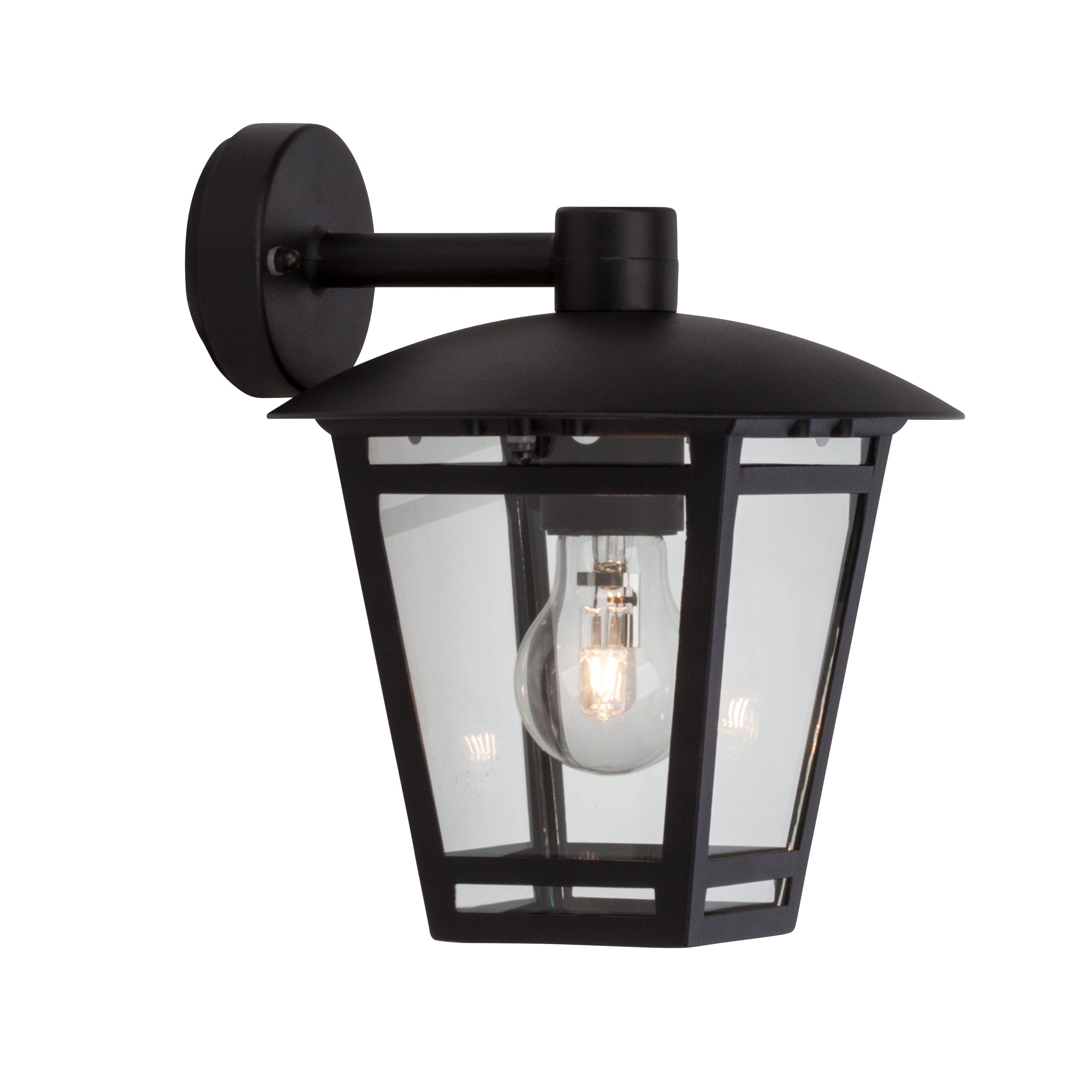 Lightbox Außen-Wandleuchte, ohne Leuchtmittel, Außen Wandlampe, 24cm Höhe, Ø 21 cm, E27, max. 40 W, IP44, Metall/Glas