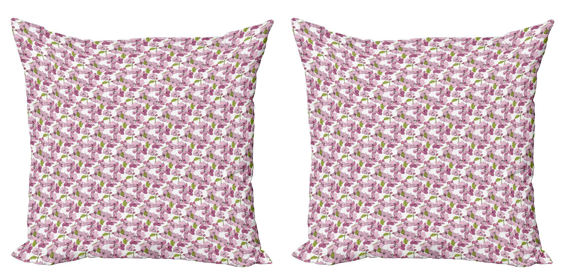Kissenbezüge Modern Accent Doppelseitiger Digitaldruck, Abakuhaus (2 Stück), Rosa Blumen Cartoon Apple Blossom