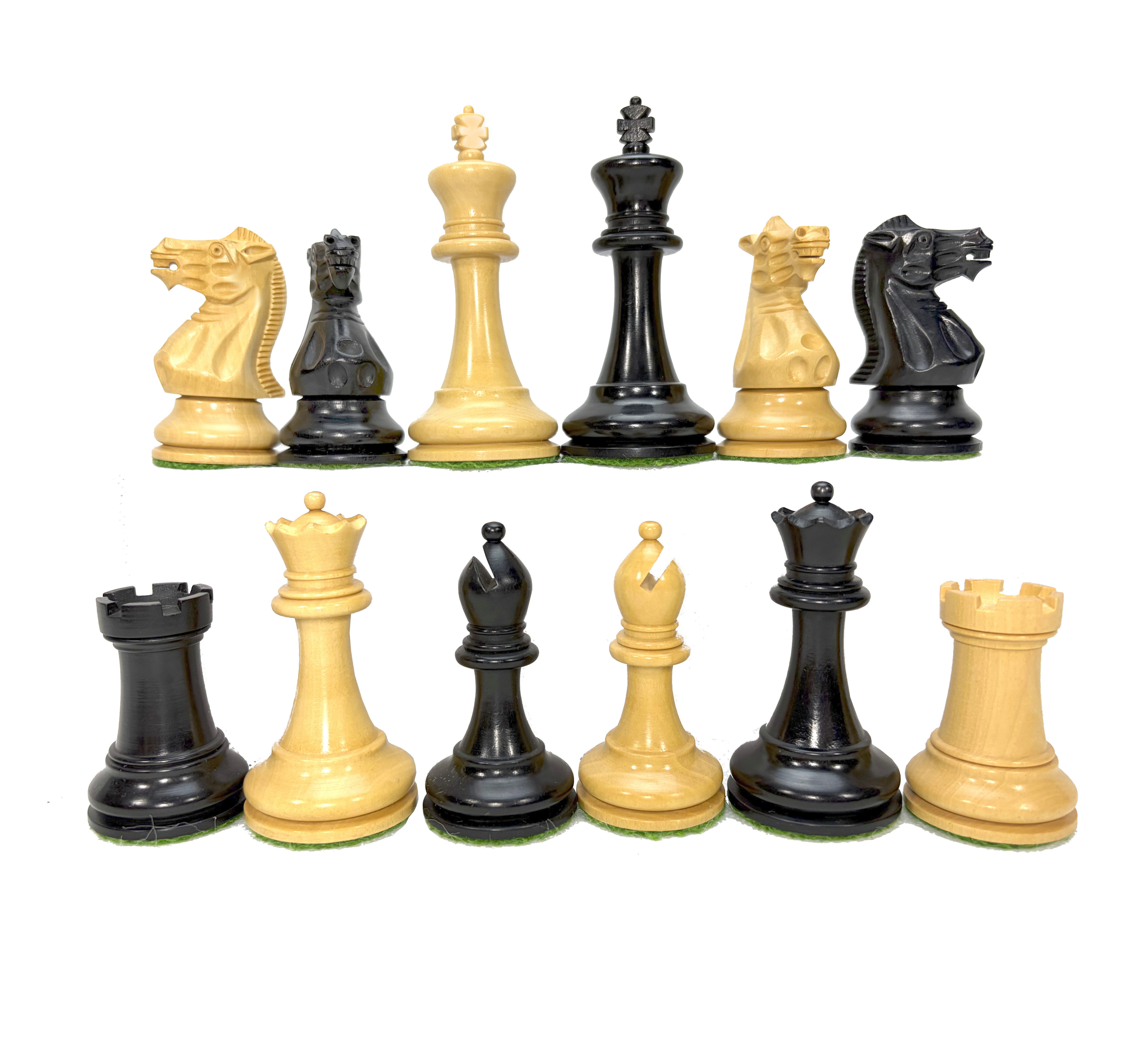 ROOGU Spiel Old Staunton 3.5" Buchsbaum Holz Schachfiguren Set Handmade Indien