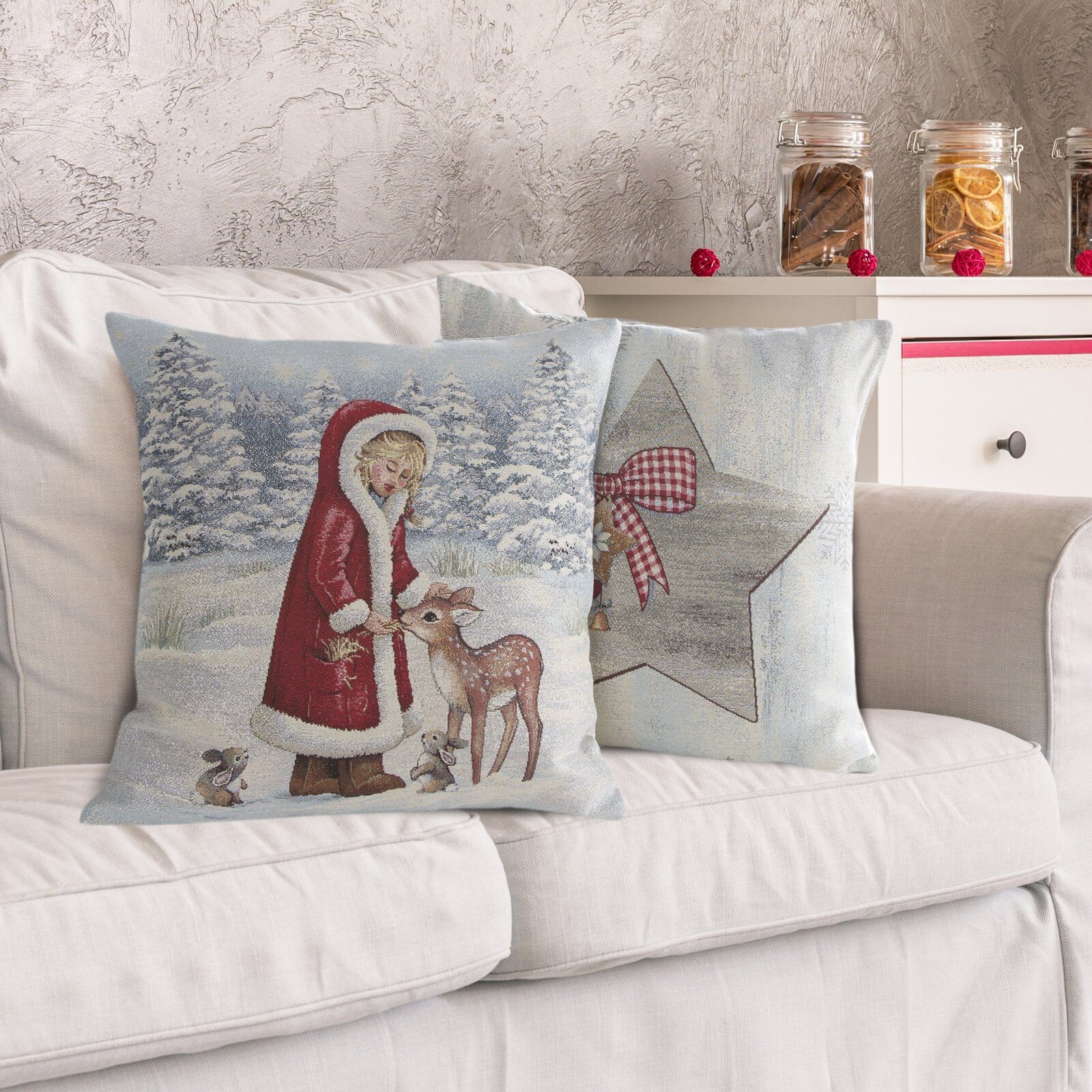Eurofirany Kissenbezug Winter Weihnachten 45x45 Kissenbezüge günstig online kaufen