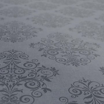 ANRO Tischdecke Tischdecke Wachstuch Ornamente Grau Robust Wasserabweisend Breite 140, Geprägt
