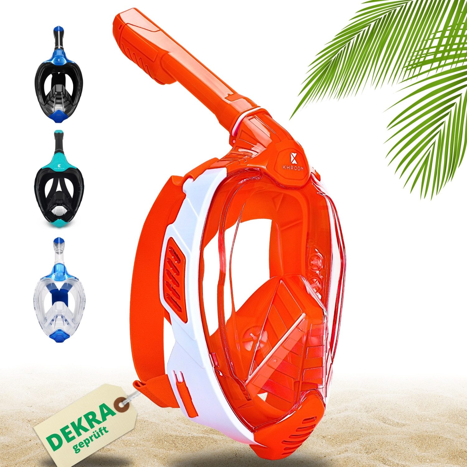 Khroom Schnorchel Schnorchelmaske Erwachsene / Kinder, CO2 sicher, Vollgesichtsmaske (DEKRA geprüft), Seaview X