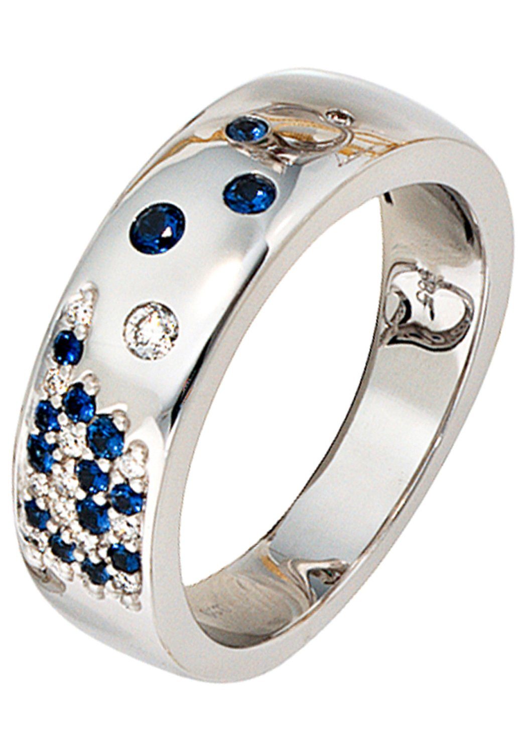 JOBO Diamantring, 585 Weißgold mit Safir und 13 Diamanten günstig online kaufen