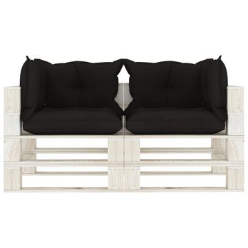 vidaXL Loungesofa Garten-Palettensofa 2-Sitzer mit schwarzen Kissen Holz, 1 Teile