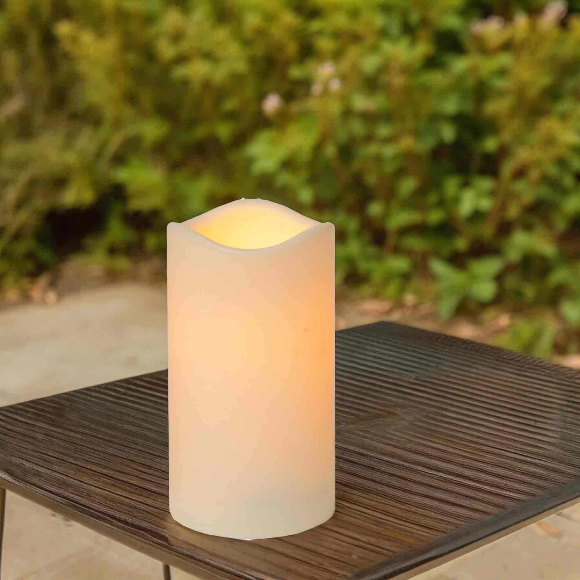 STAR TRADING LED-Kerze Paul (1-tlg), outdoor Kunststoff creme 6/18h Timer 7,5x15cm warmweiß