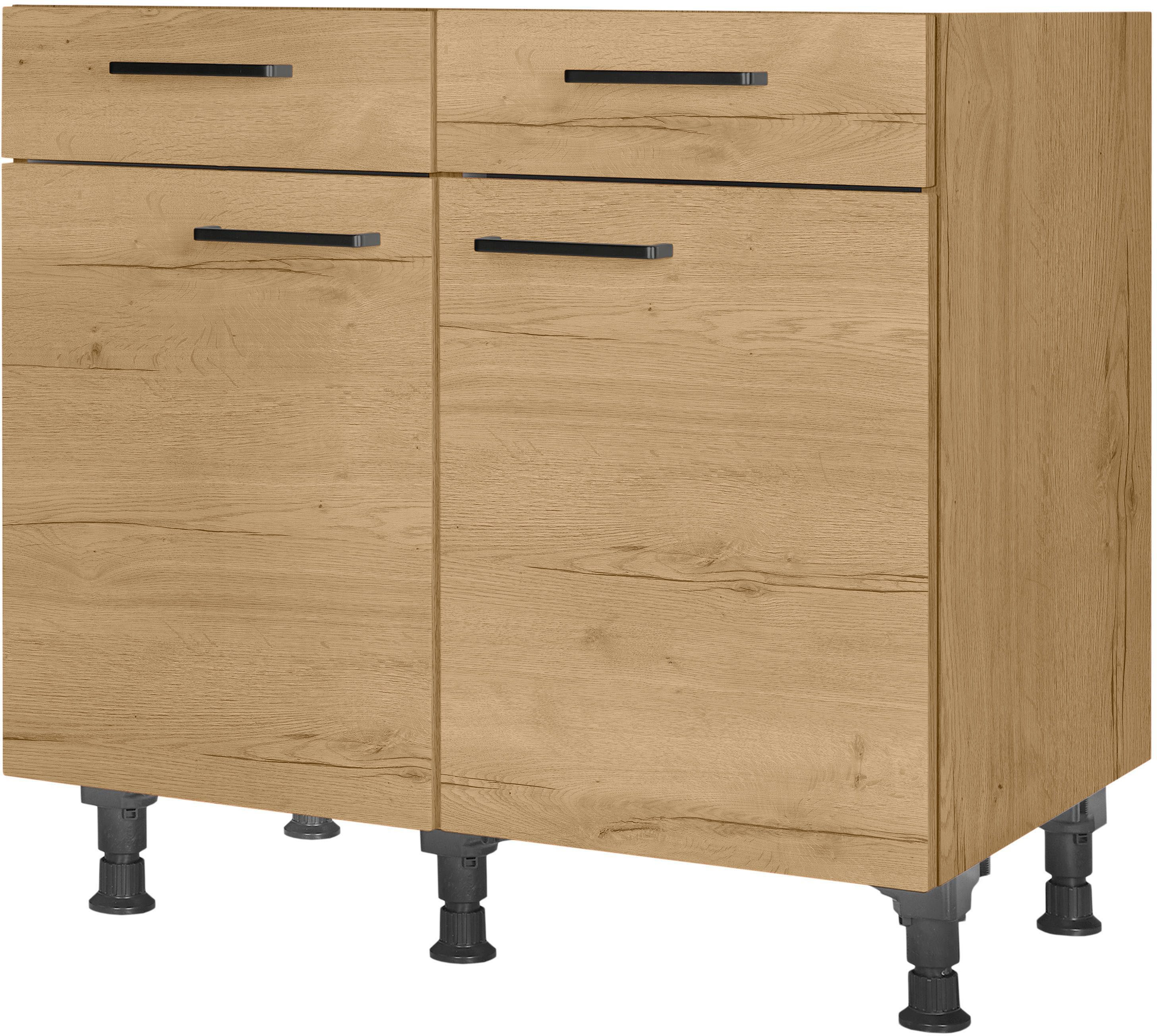 nobilia® Unterschrank "Structura", vormontiert, Breite 90 cm, Soft-Close-Funktion bei den Schubkästen, inkl. höhenverstellbare Sockelfüße