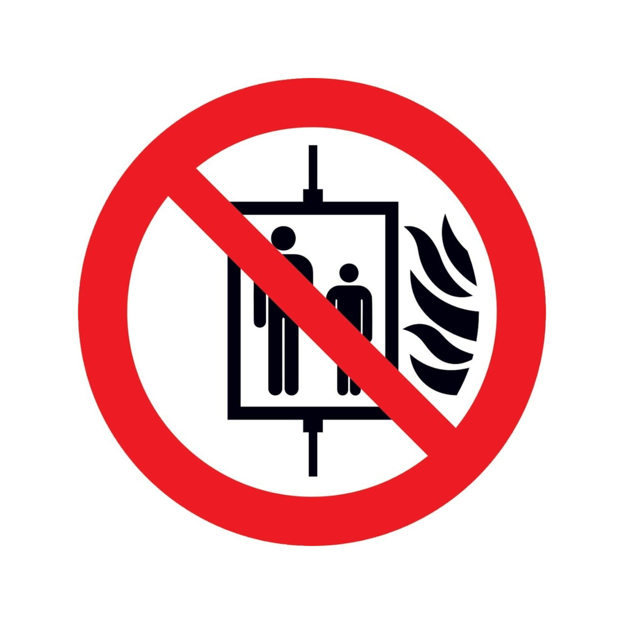 wolk Aufkleber SafetyMarking Verbotsschild Folie D100 mm Aufzug im Brandfall nicht be