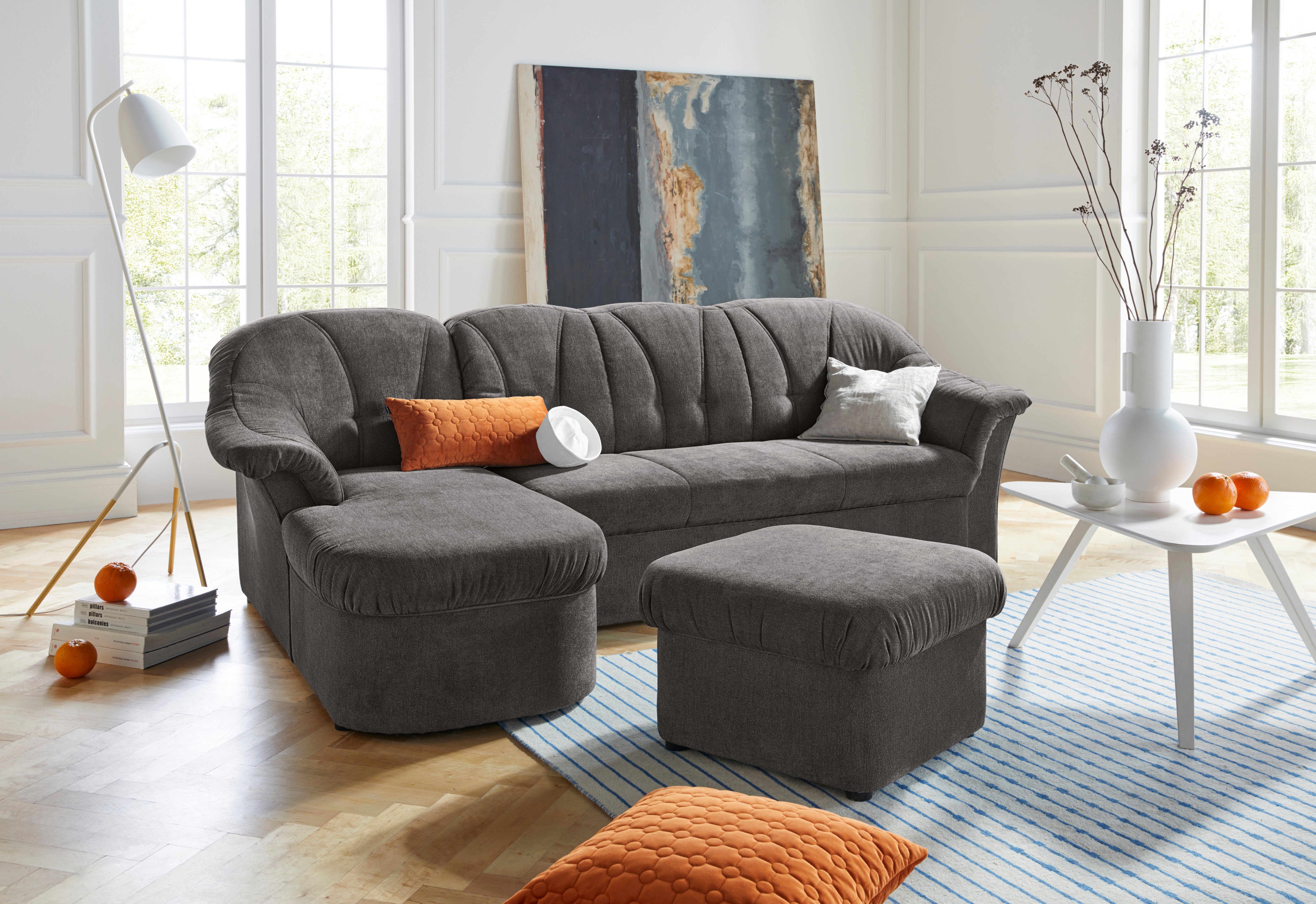 DOMO collection Ecksofa "Pegnitz, elegante Rückensteppung, kompakte Stellma günstig online kaufen