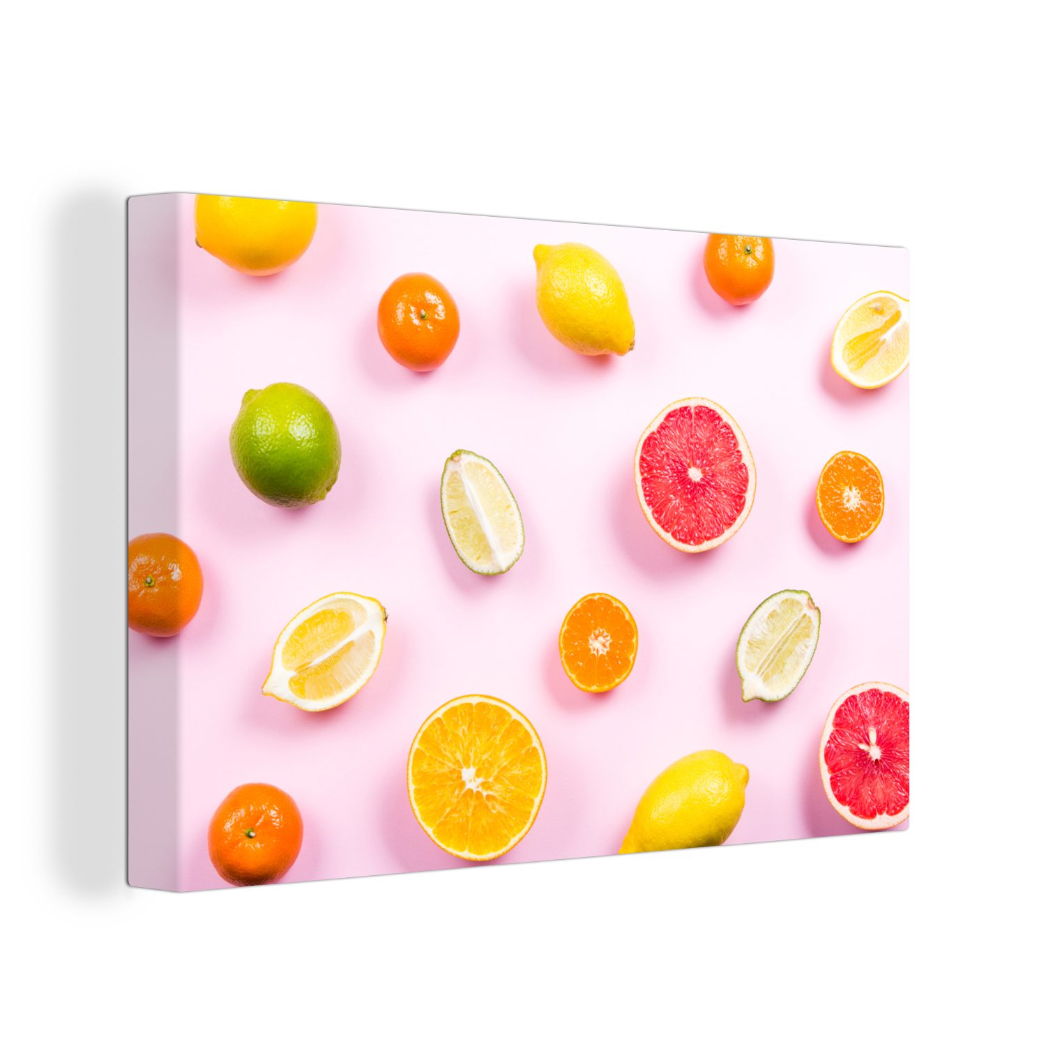 OneMillionCanvasses® Leinwandbild Zitrone - Limette - Zitrusfrüchte, (1 St), Wandbild Leinwandbilder, Aufhängefertig, Wanddeko, 30x20 cm