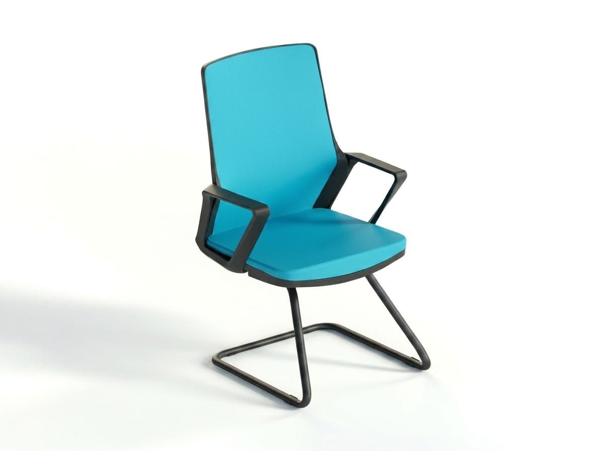 Xlmoebel Freischwinger Stuhl Blau Robust Metallgestell Modern Minimalistisch Konferenzstuhl