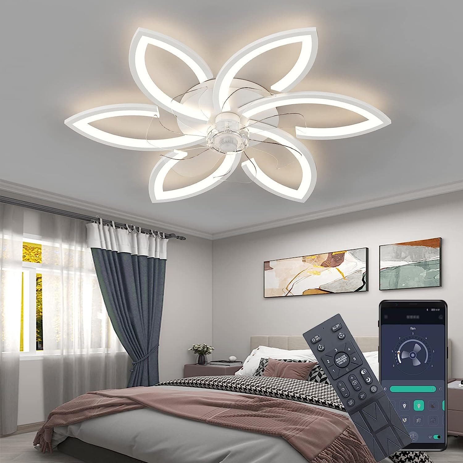 DOPWii Deckenventilator Deckenventilator Leuchte,66W Deckenleuchte mit günstig online kaufen