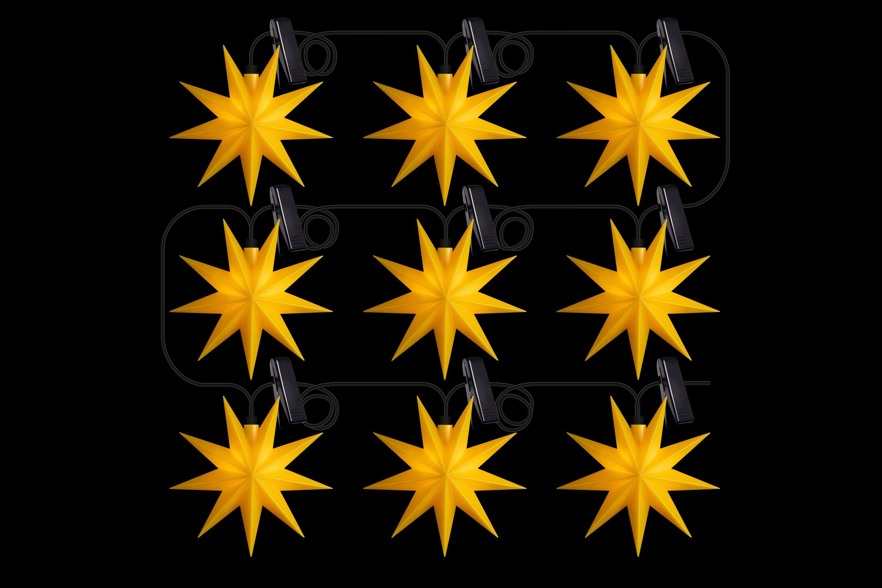 STERNTALER LED-Lichterkette Fensterstern 9er Kette, Sternenkette Weihnachtsstern Kette 9 Zacker 9 Sterne Gelb 11