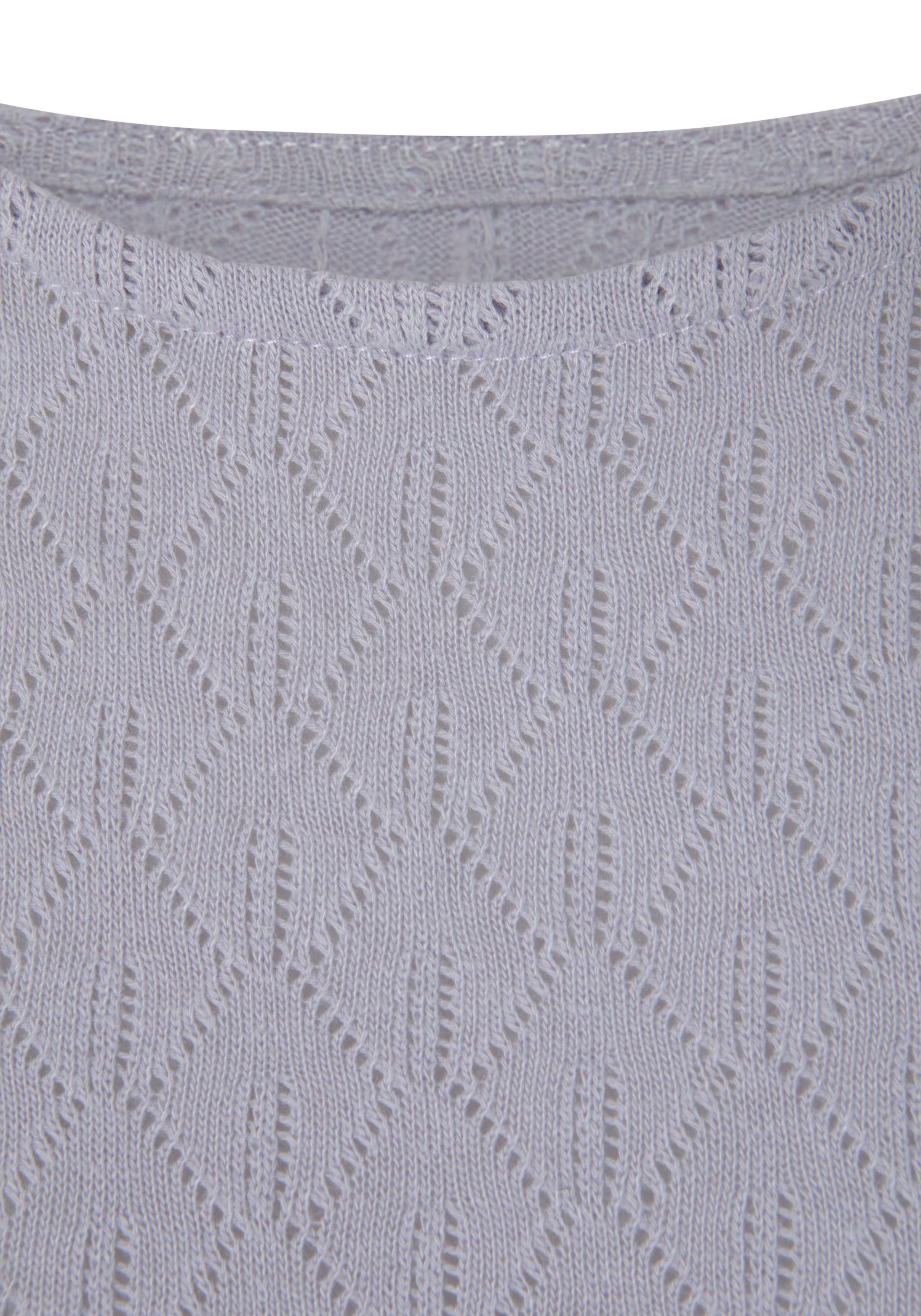Vivance by Lascana Langarmshirt mit modischem Ajour-Muster Sommershirt aus leichtem Baumwollstrick