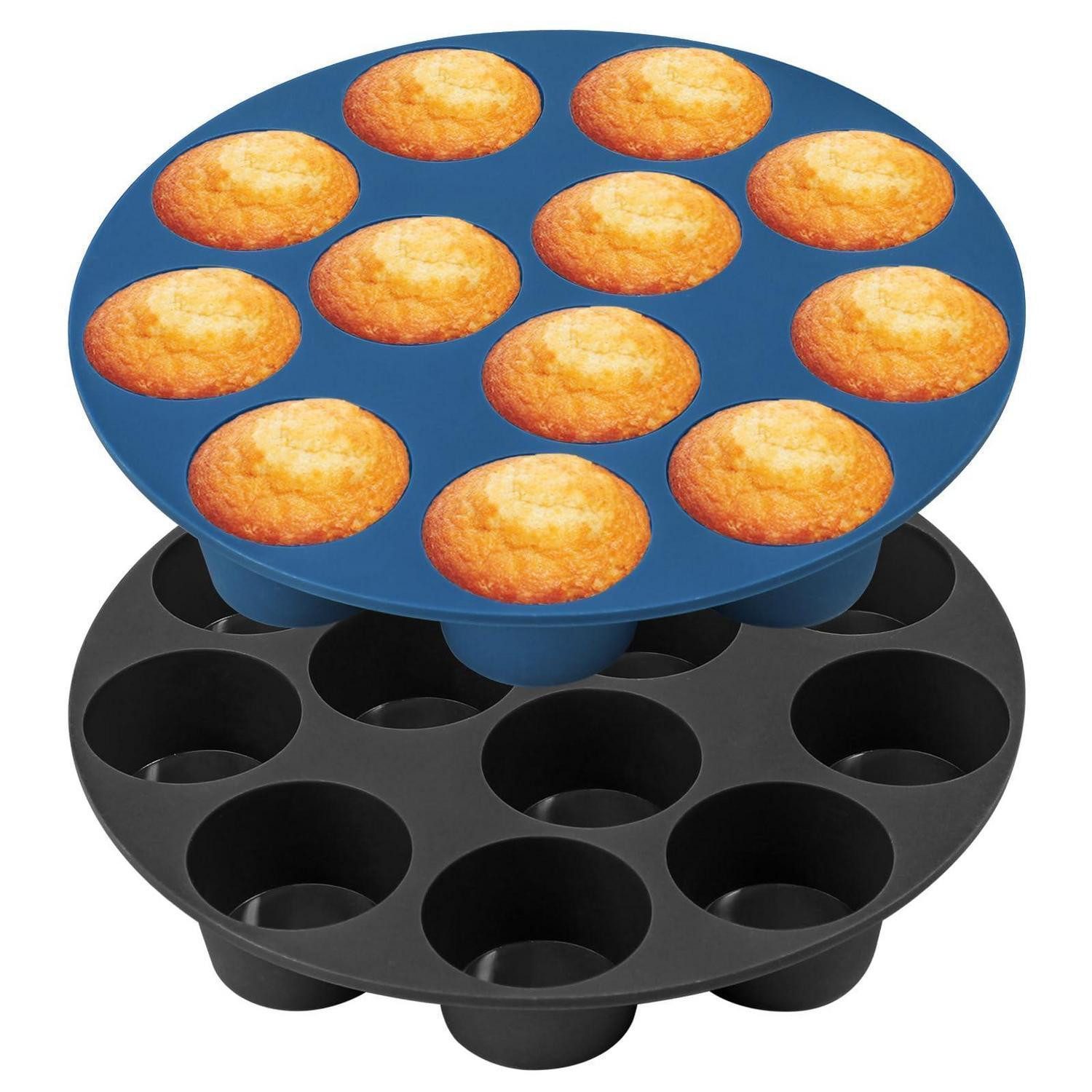 LuxusKollektion Muffinform Silikon-Muffinform Set 2 Stk 4,5cm Blau/Grau, (2-tlg)