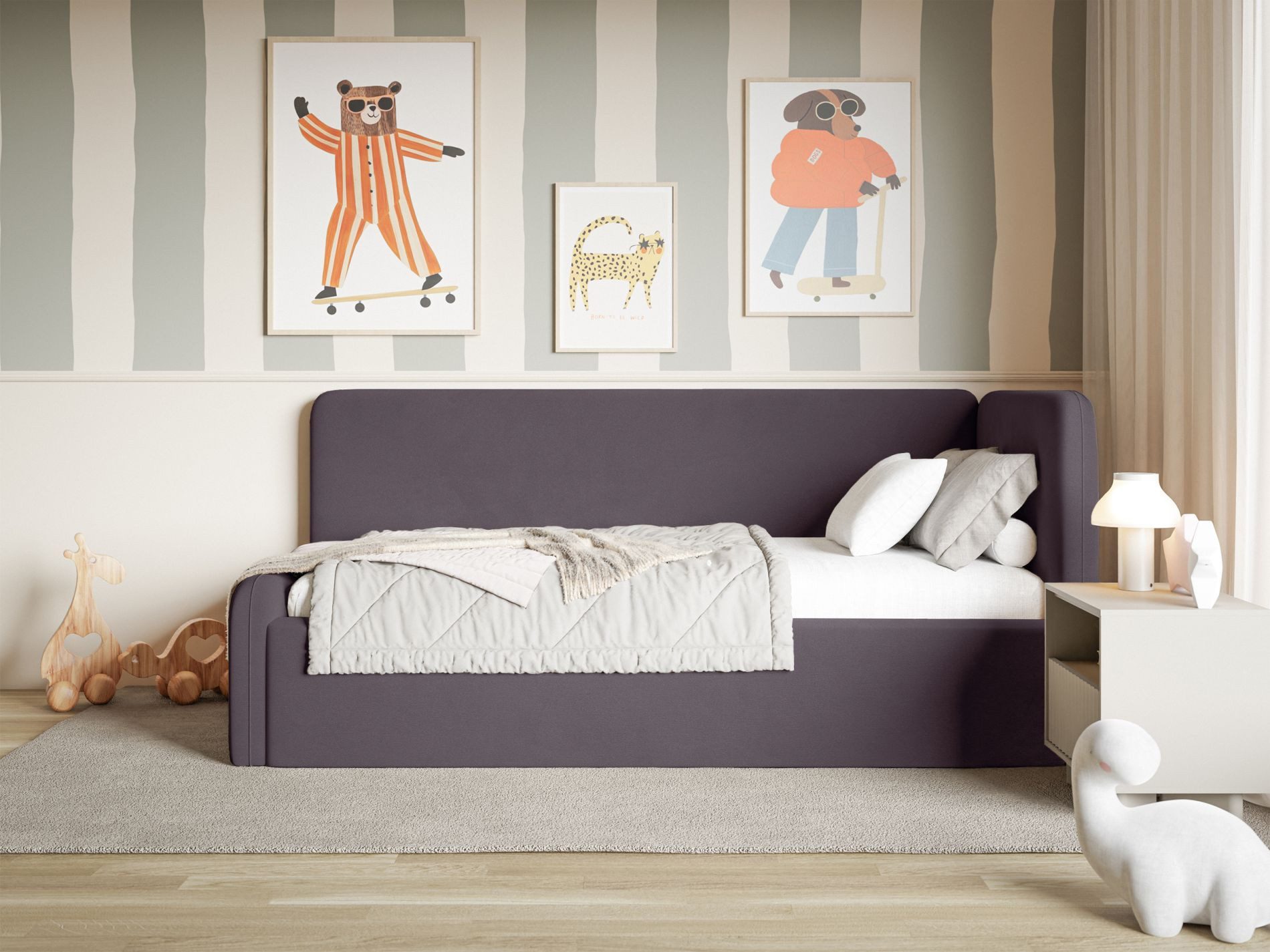 Selsey Jugendbett FANKO, Jugendbett mit Kopfteil, Samt, 90x200 cm
