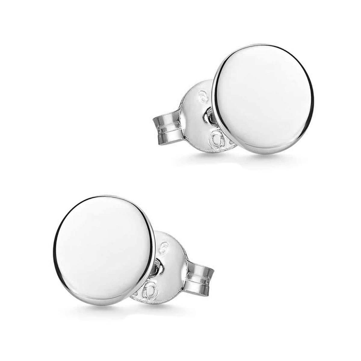 Materia Paar Ohrstecker Unisex Silber Plättchen Flach Rund Ø3-7mm SO-438, 925 Sterling Silber, rhodiniert