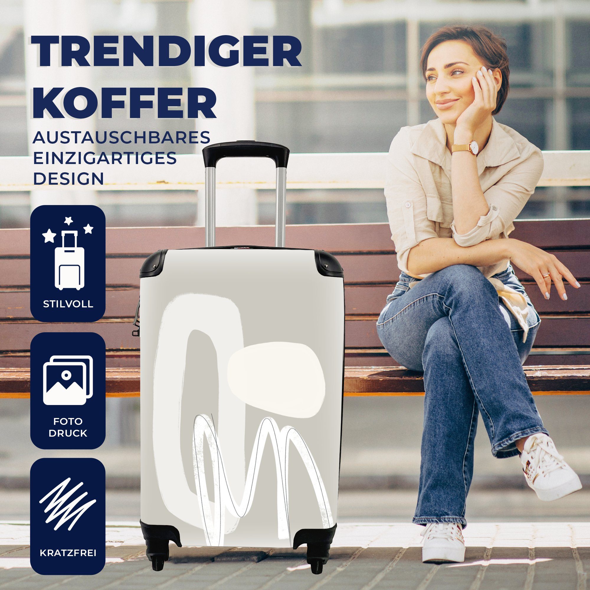 Handgepäckkoffer Trolley, für Reisetasche Ferien, rollen, mit - 4 - Rollen, Reisekoffer Minimalismus Handgepäck Gestaltung, MuchoWow Pastell