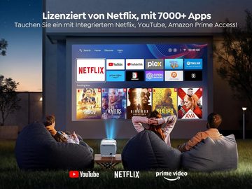 Yaber Netflix Official & Dolby Audio Autofokus Trapezkorrektur 1080P Full HD Portabler Projektor (1920 x 1080 px, Heimkino 4K 60Hz Video Unterstütztung 50% Zoom)