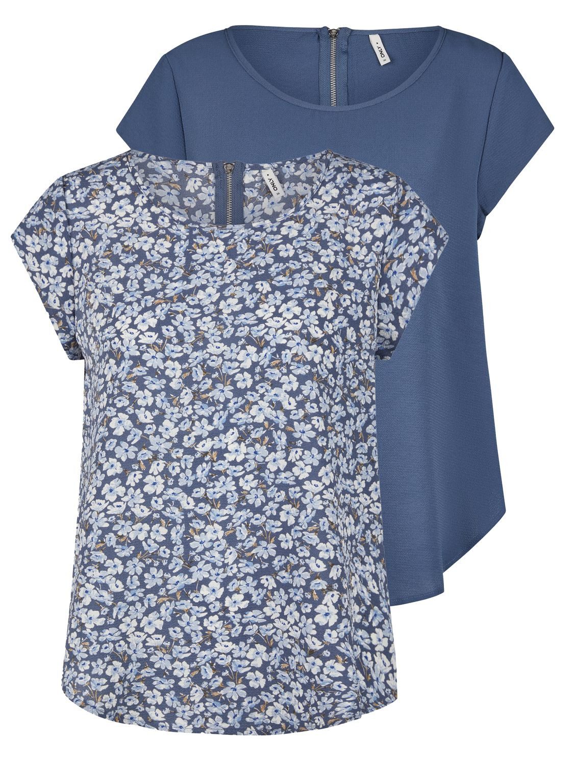 ONLY T-Shirt Damen Top ONLVIC Regular Fit (Vorteilspack, 2-tlg) Basic Kurza günstig online kaufen