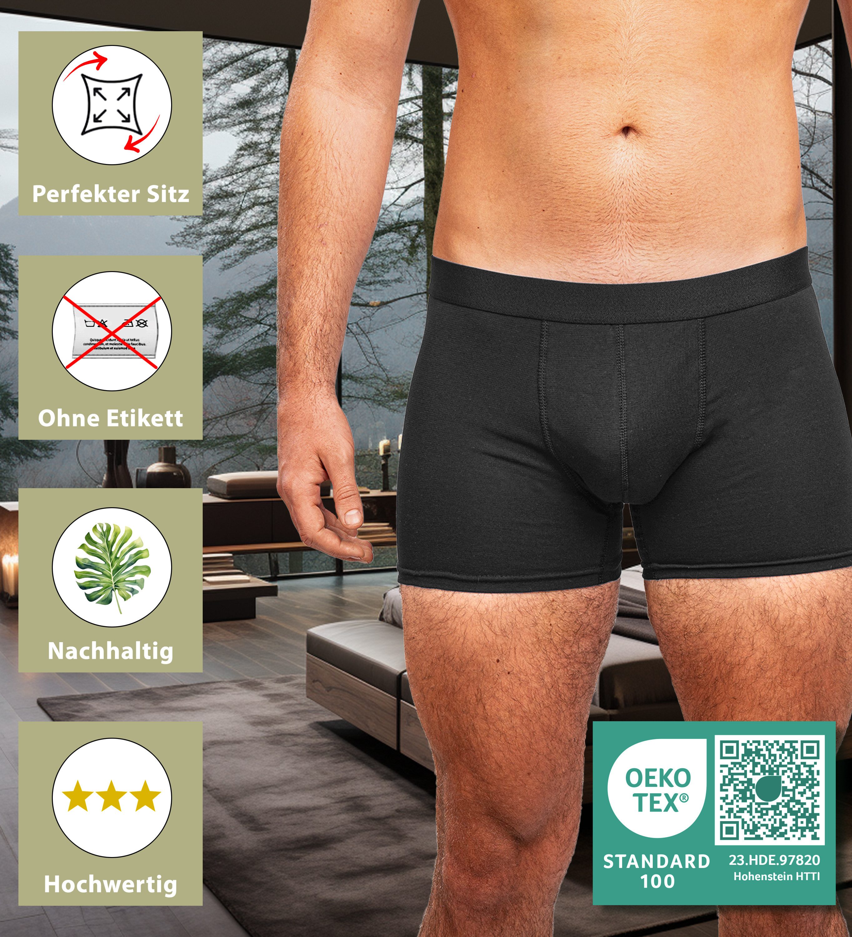 Kemes Boxershorts Herren 10er Pack schwarz Baumwolle Unterhose Unterwäsche günstig online kaufen