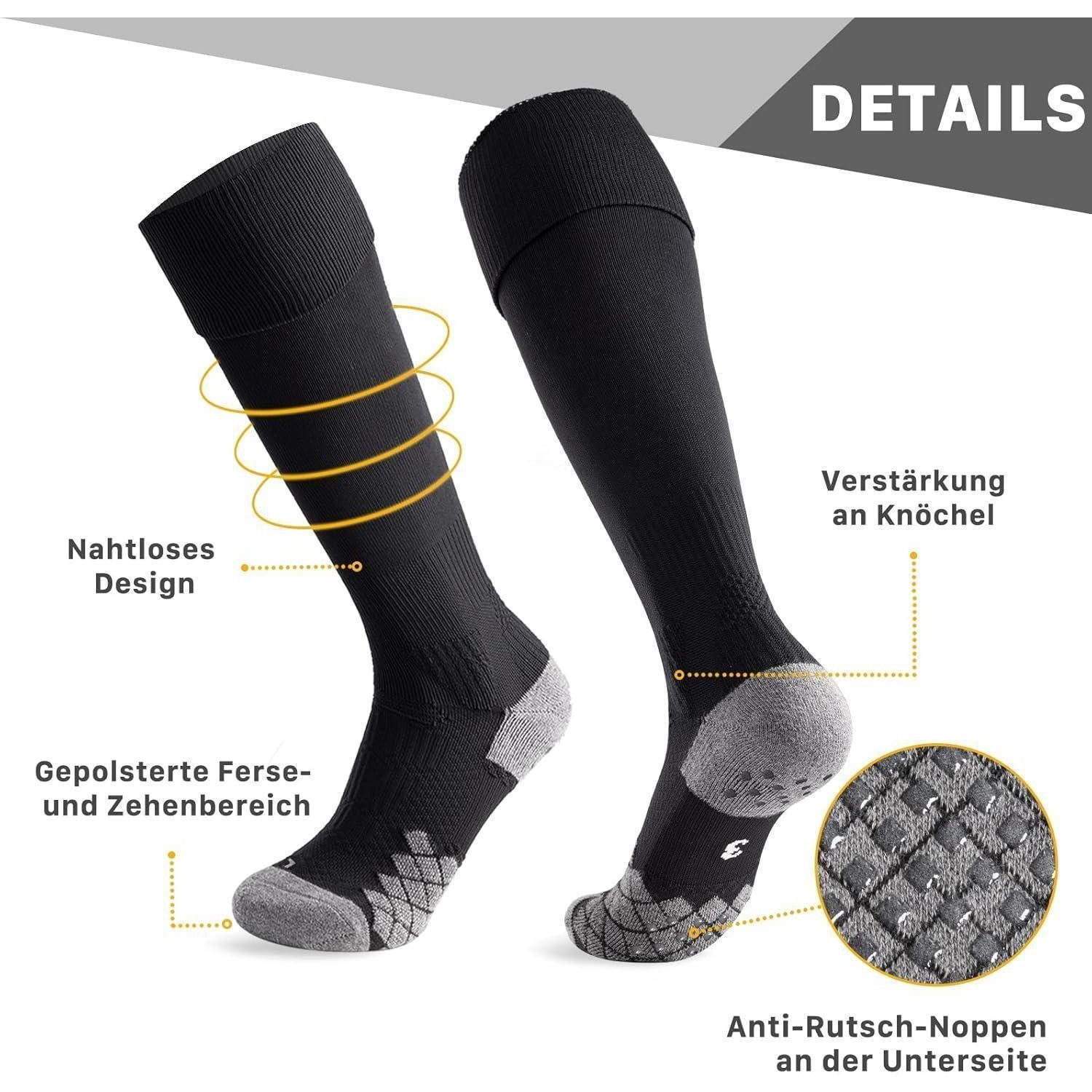 LuxusKollektion Fußballstutzen Fußballsocken Stutzen Herren Kinder Schwarz mit Noppen 2 Paar 39-42