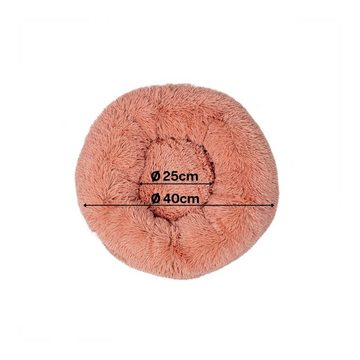lionto Tierkissen »Rundes Haustierbett in Donutform aus Plüsch«, rosa, mit Anti-Rutsch-Noppen, 40 cm Durchmesser
