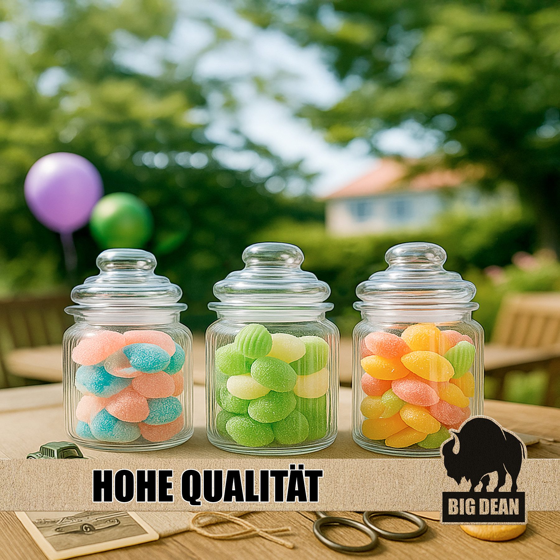 BigDean Vorratsglas 3x 700ml Bonbonglas 700ml Bonboniere Bonbonglas mit Deckel in Geschenk, Glas, (Set, 3-tlg., 3er Sortiment, Gleicher Größe), Luftdicht