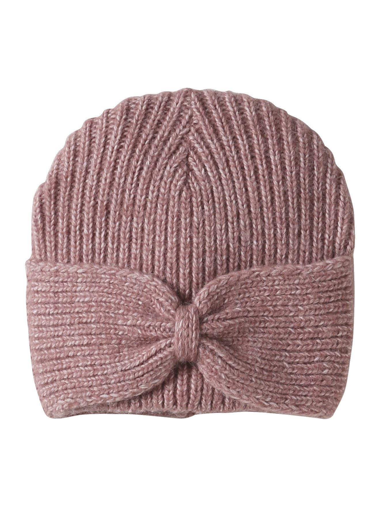 Beanie Mädchen Mütze aus Rippenstrick, Zierschleife