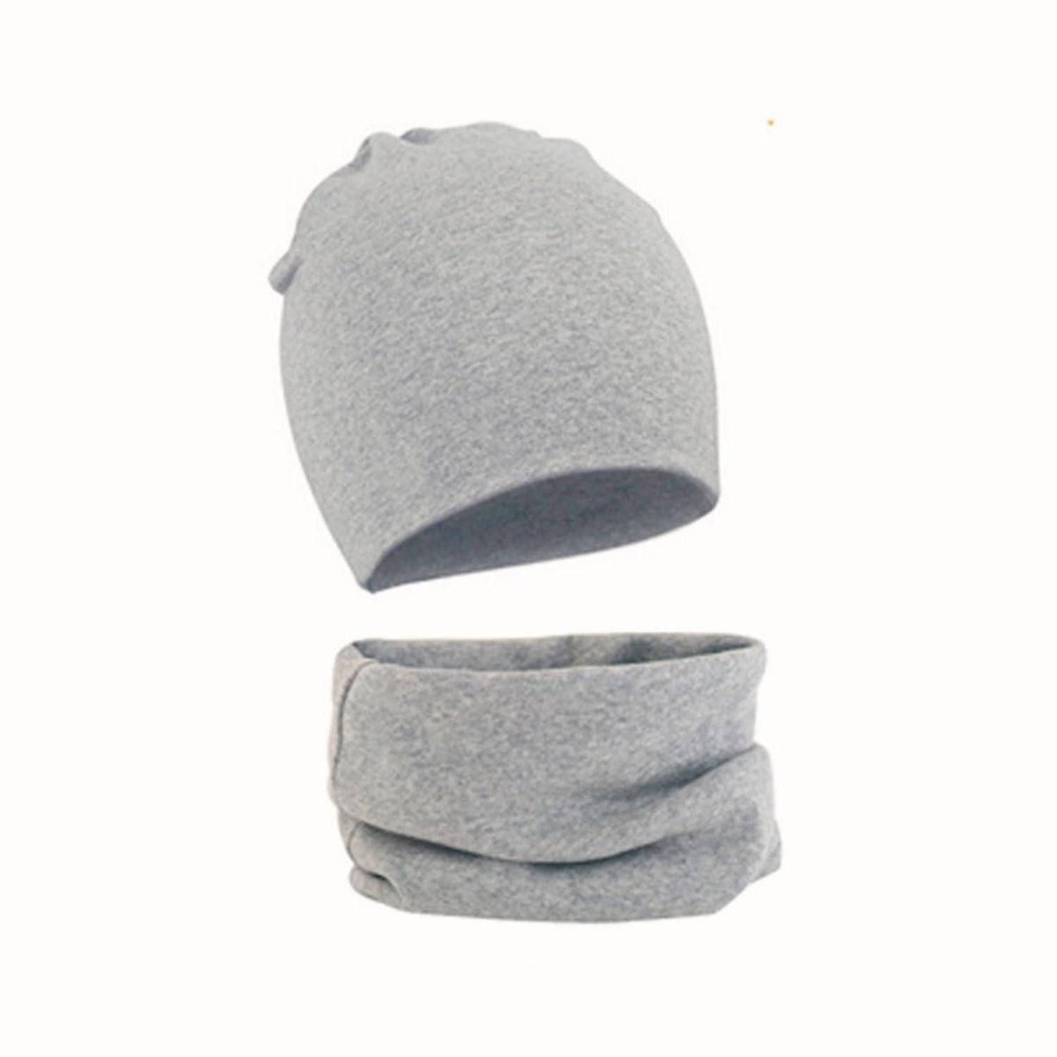 LuxusKollektion Loop Loop Schal und Beanie Kinder Baumwolle Hanfgrau, (1-St)