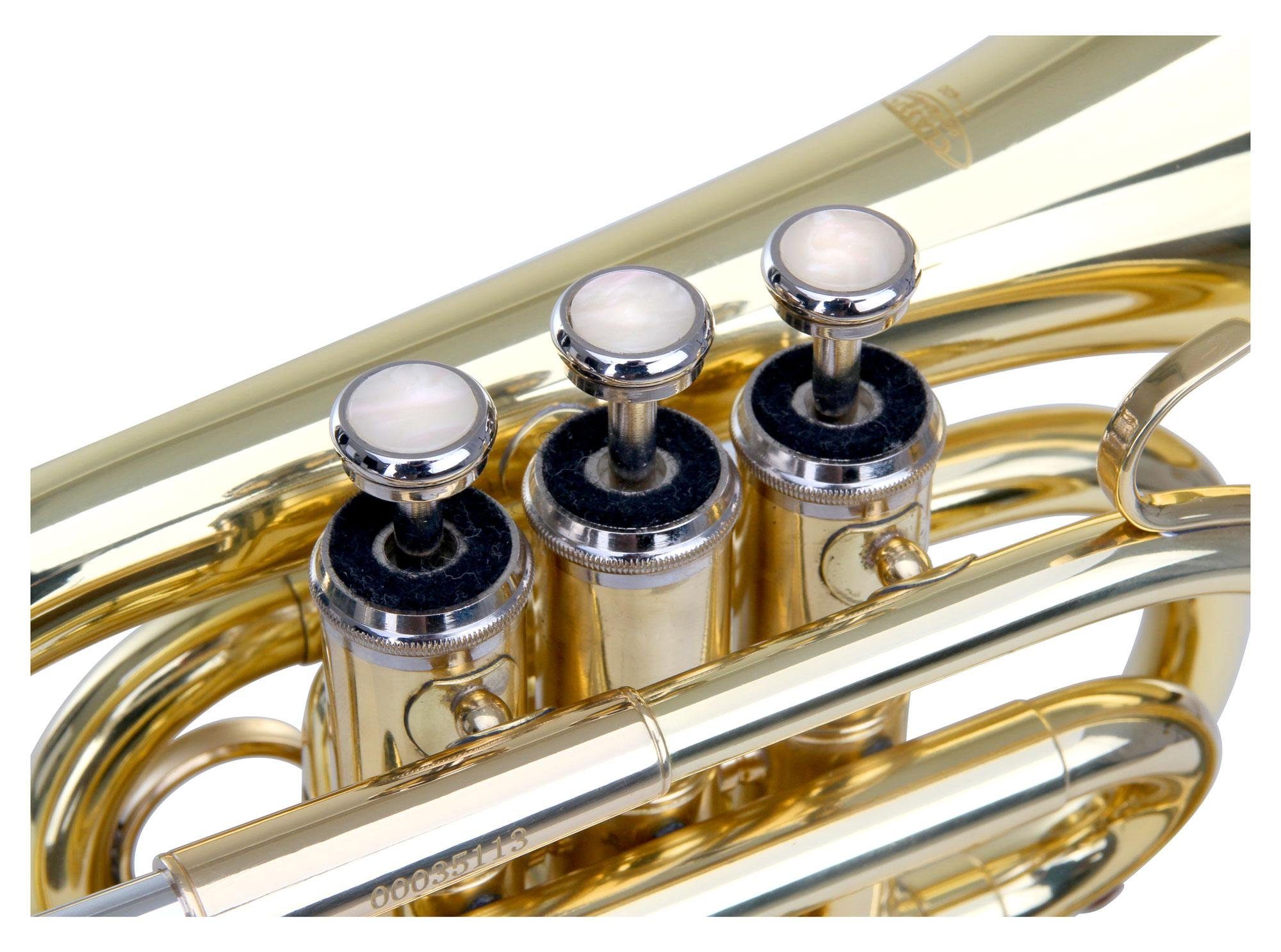 Classic Cantabile Trompete TT-400 Taschentrompete Bb, inkl. Koffer & Mundstück, Trompete im Taschenformat, Schallbecher: 93 mm
