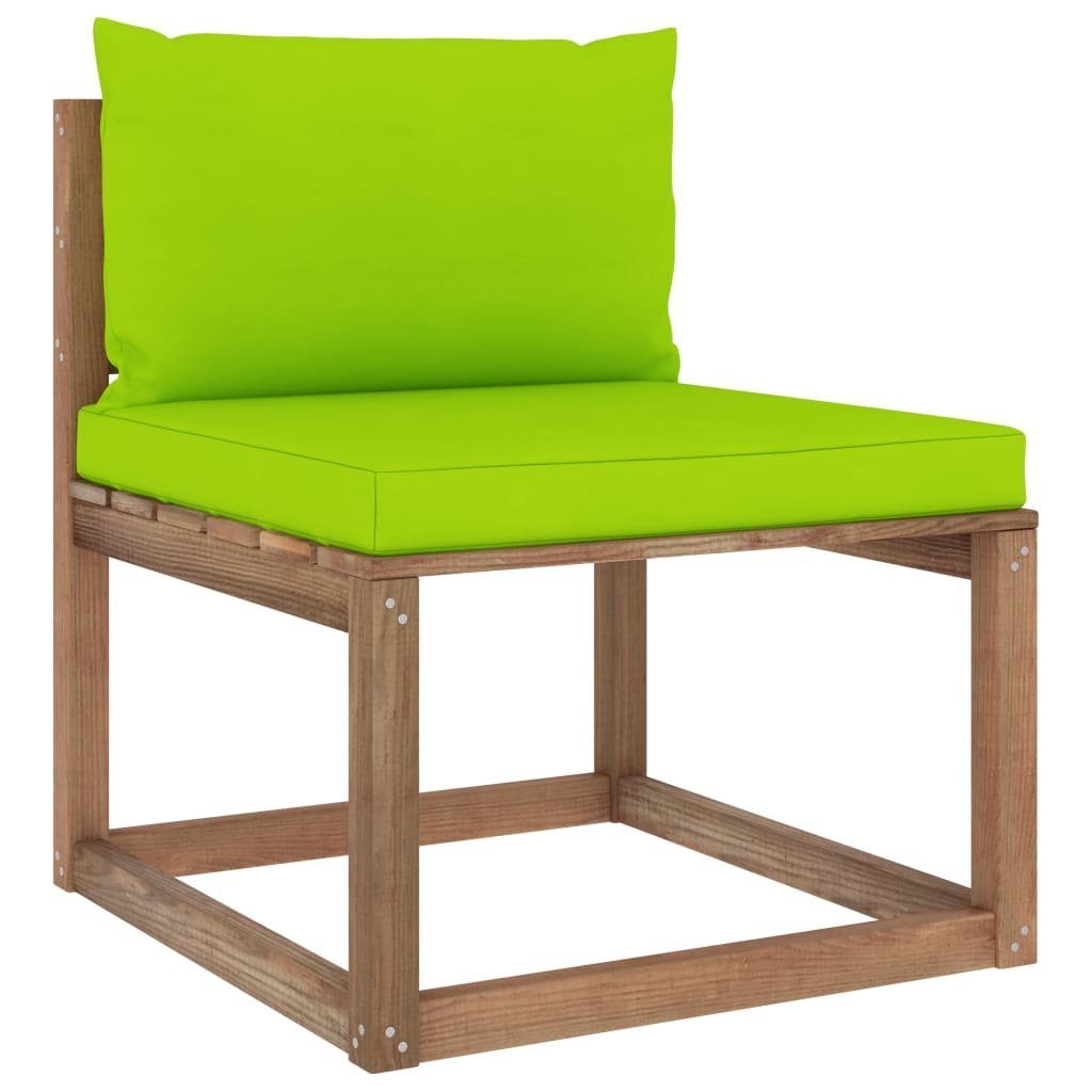 vidaXL Loungesofa Outdoor-Mittelsofa Paletten mit Kissen in Hellgrün, 1 Teile