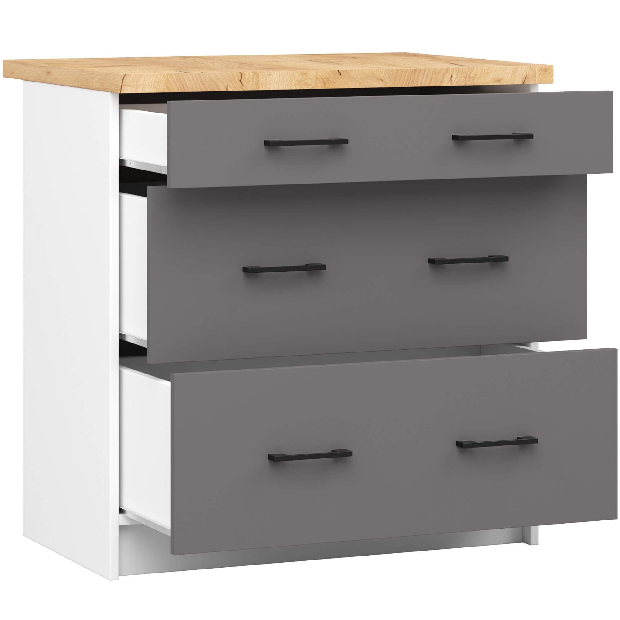 Raumhirsch Furniture Unterschrank Moderner Küchenunterschrank - 3 Schubladen - Küchenmodul (viele Farbvarianten, Maße 60 x 80 x 46 cm) - Hochwertig & stabil